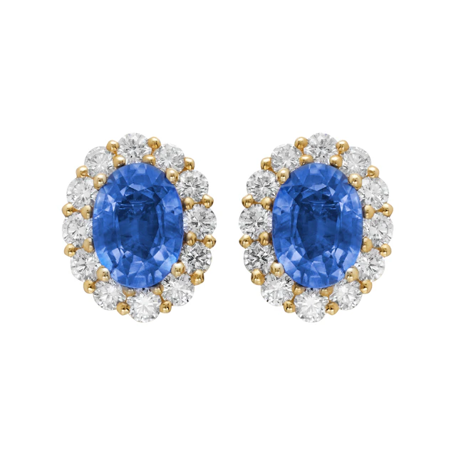 Gold, 1.60ctw Sapphire and Diamond Stud Earrings