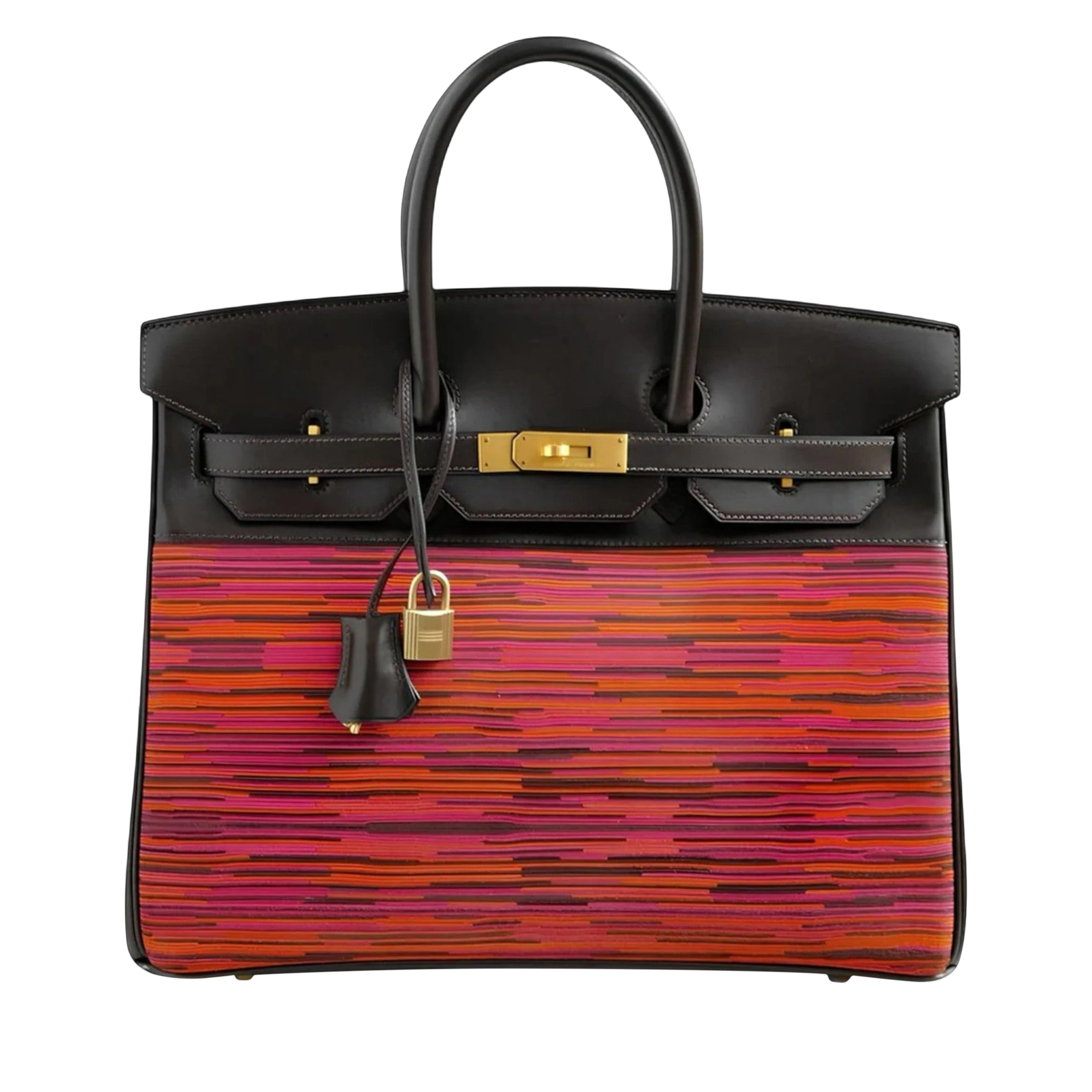 Orange Fuchsia Vibrato and Havane Box Calfskin Birkin 35 Gold Hardware, 2003