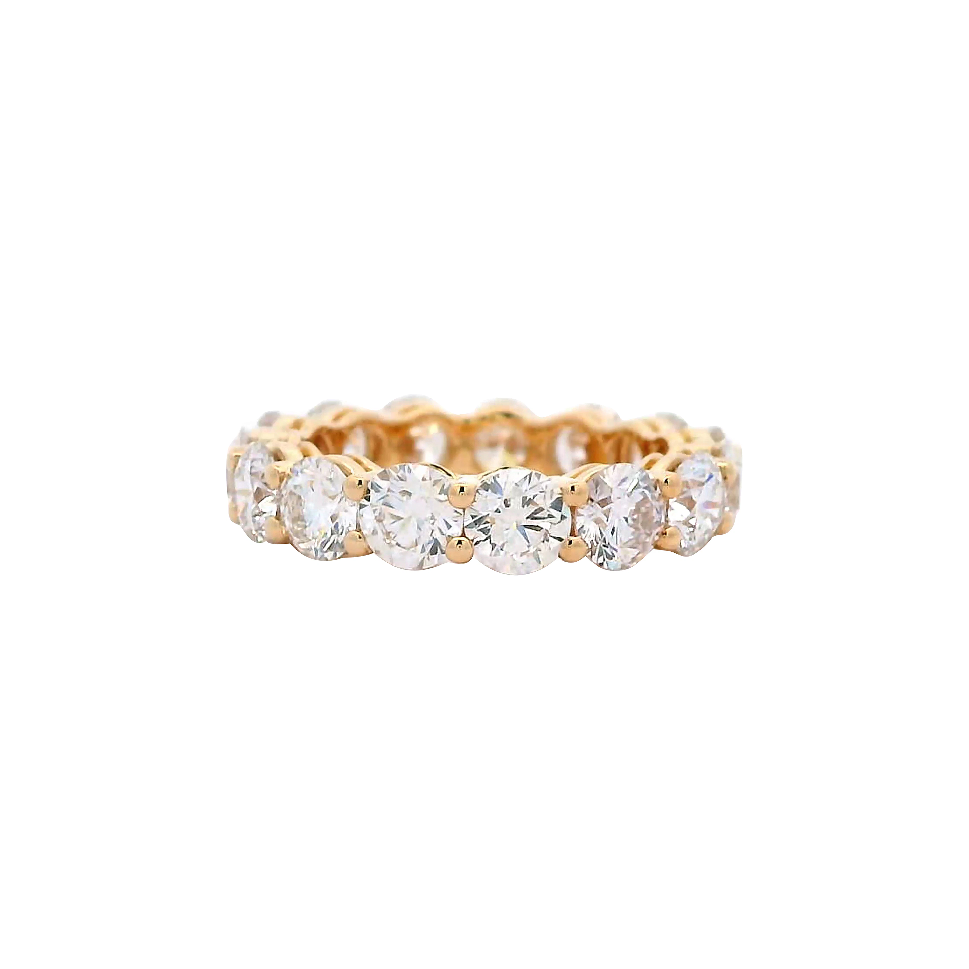 Gold and 5.05ctw Round Brilliant Cut Diamond Eternity Band Ring