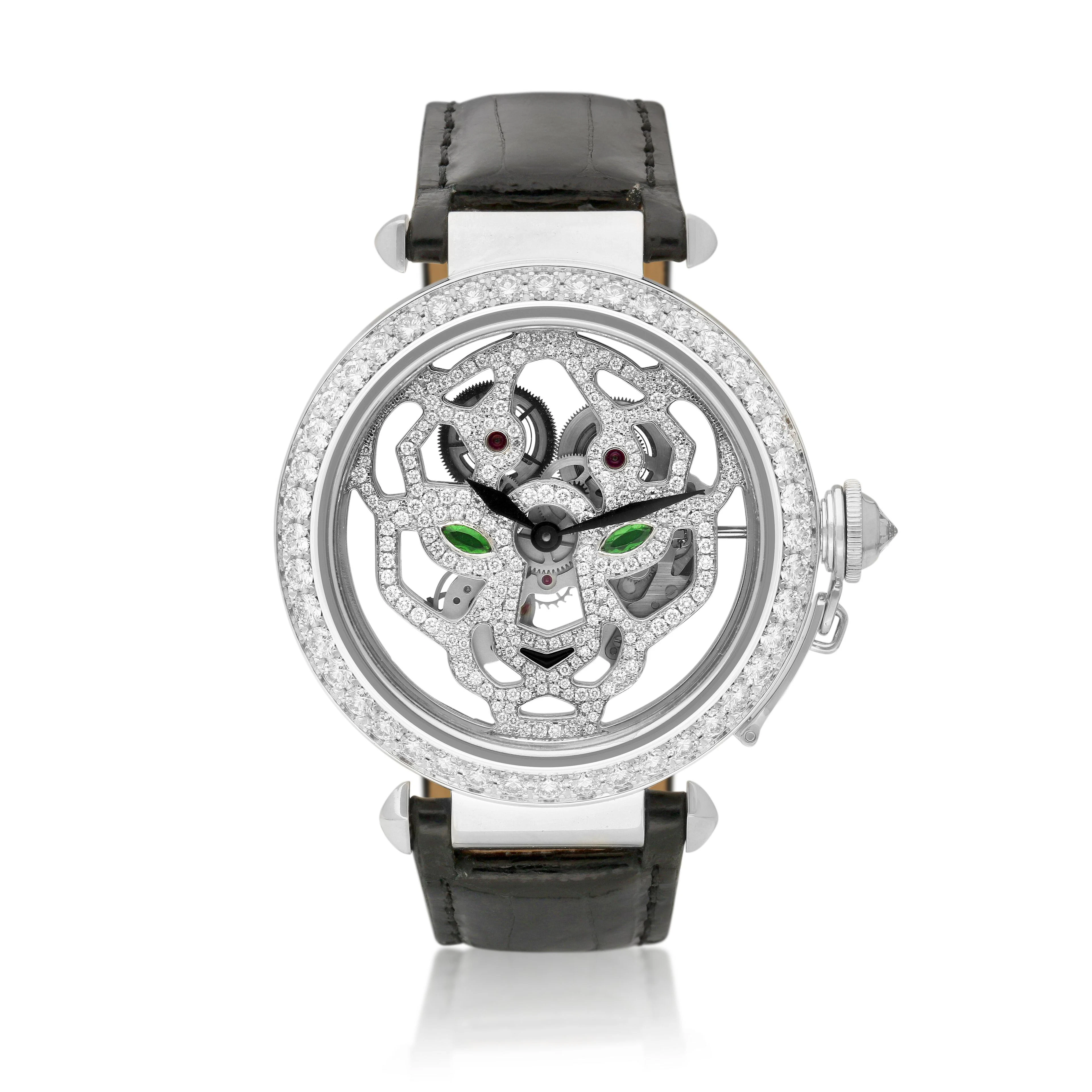 Pasha de Cartier (Reference HPI01358). A 42mm white gold, onyx, tsavorite