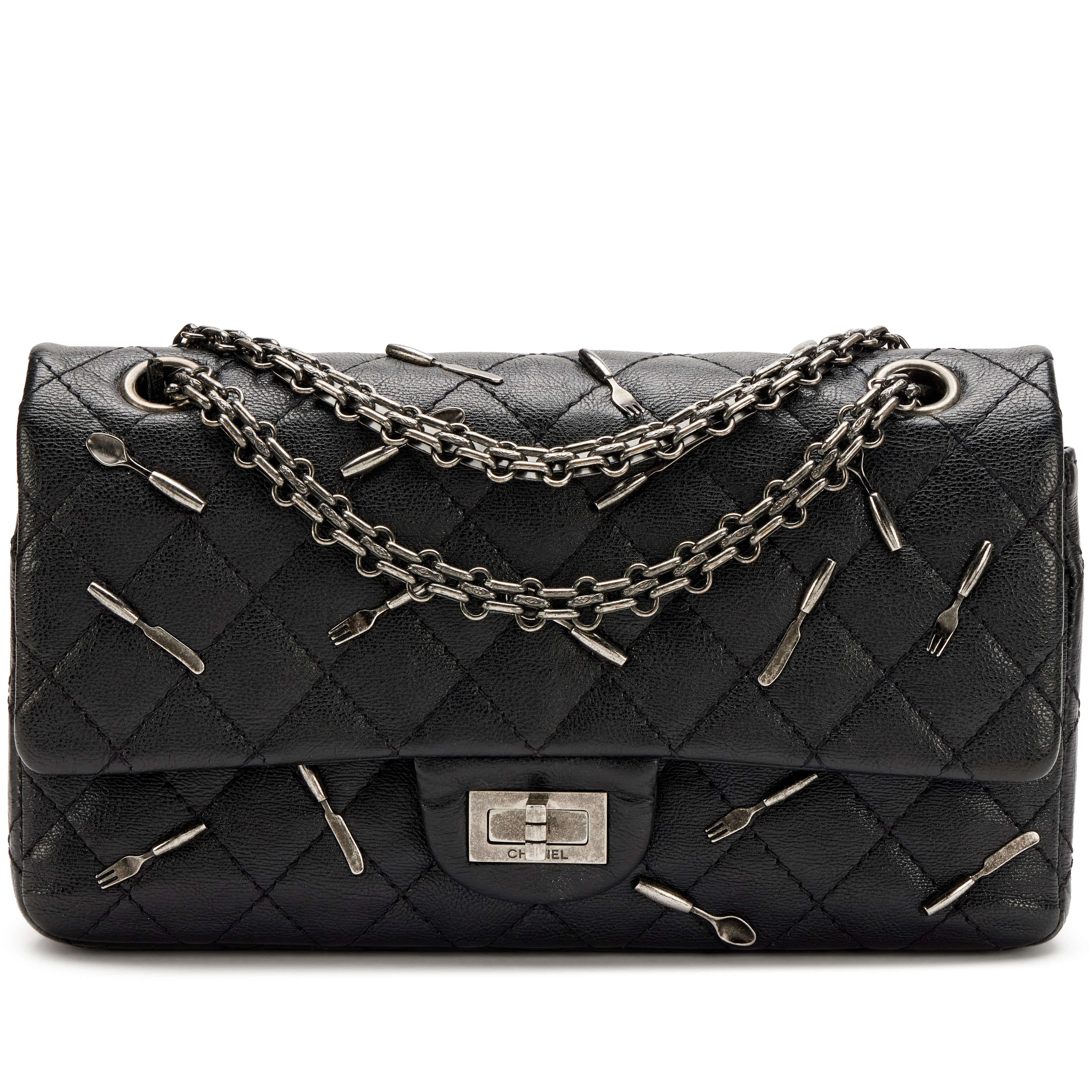 Black Quilted Calfskin Utensil Charms Brasserie 2.55 Reissue 225 Flap