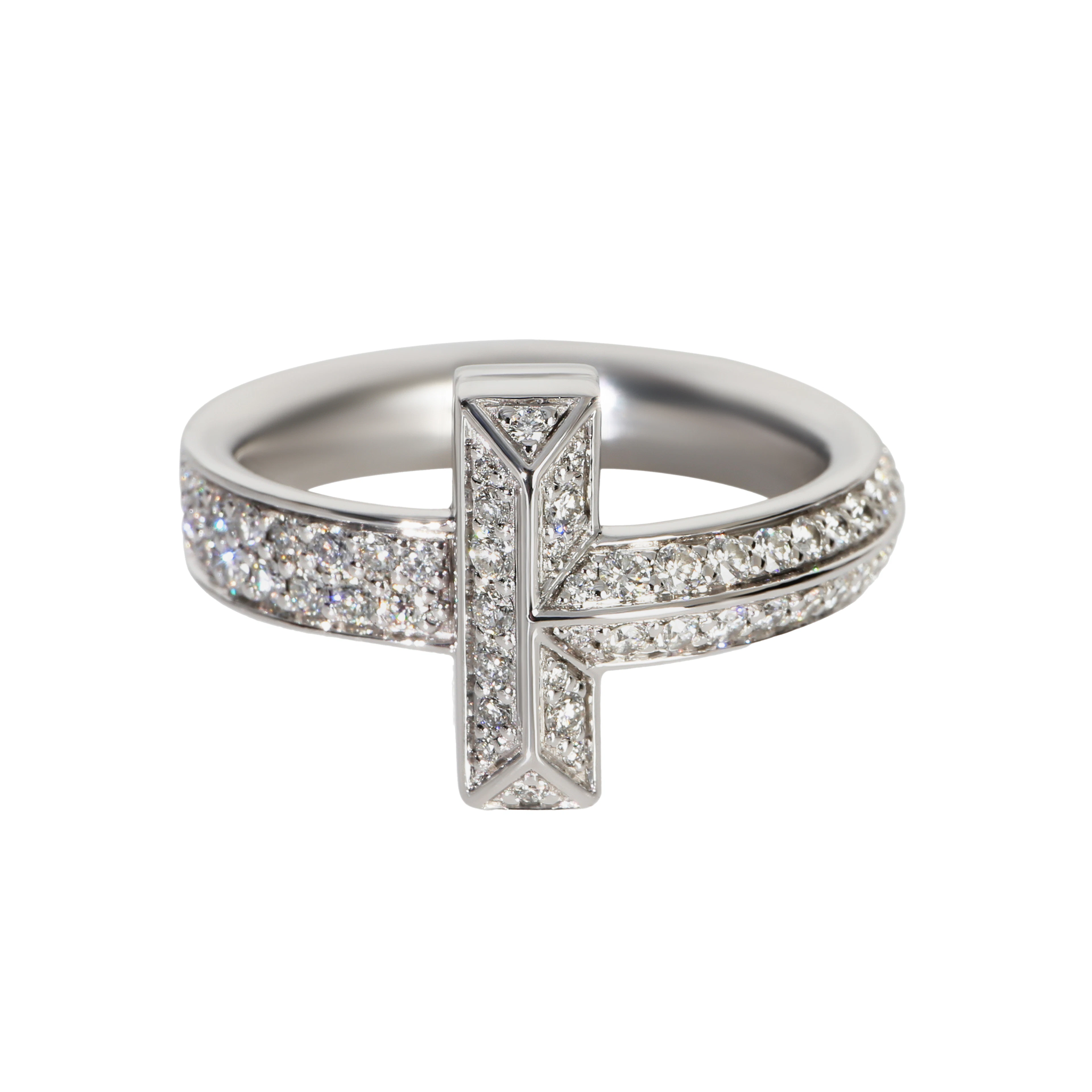 White Gold and Diamond Tiffany T T1 Ring