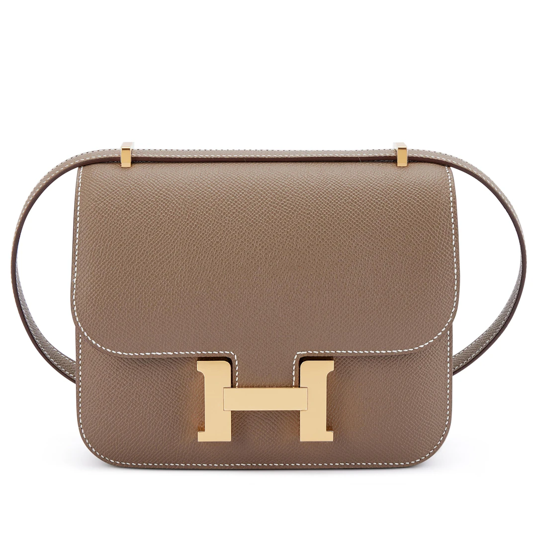 Etoupe Epsom Mini Constance 18 Gold Hardware, 2025