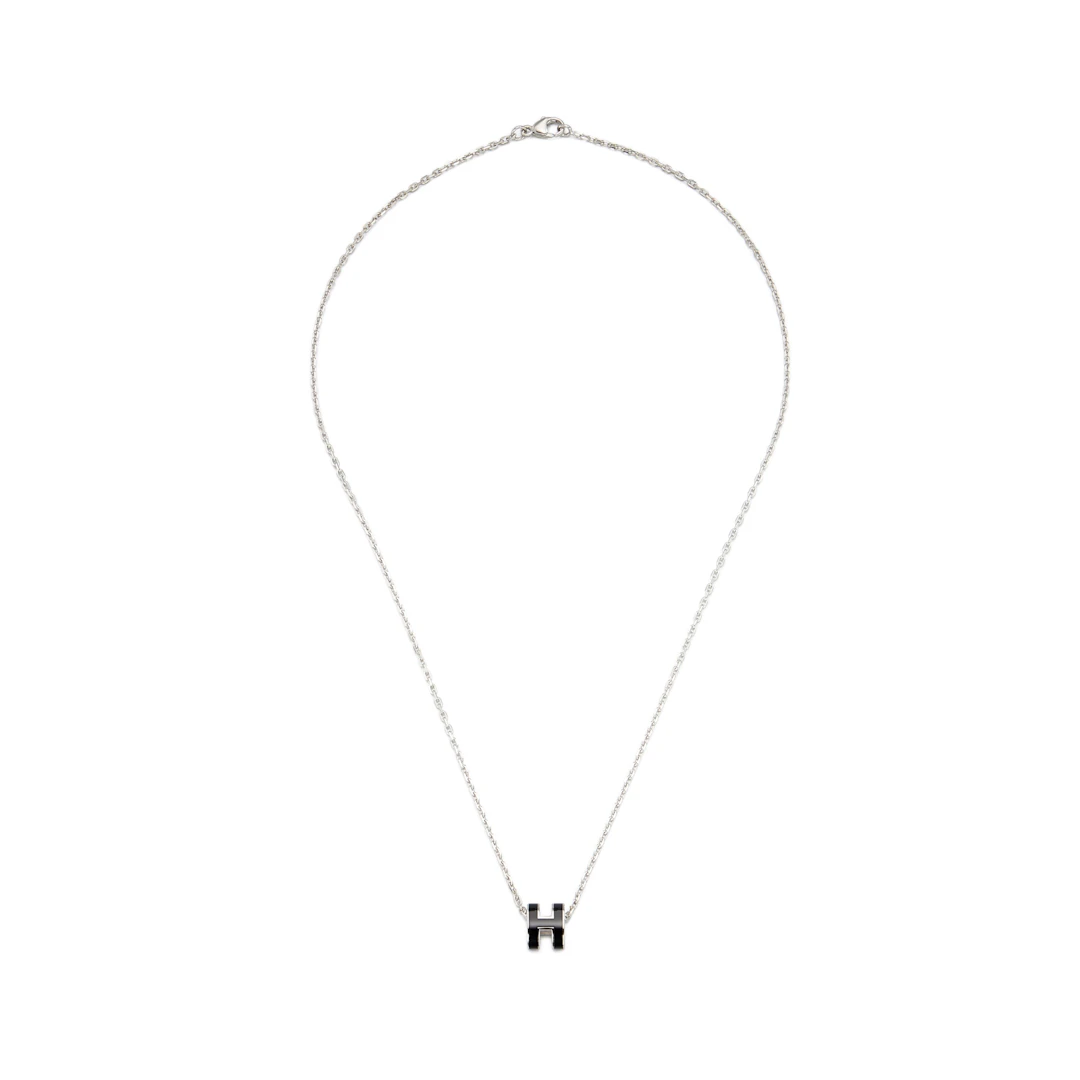 Black Lacquer Mini Pop H Pendant Palladium Hardware