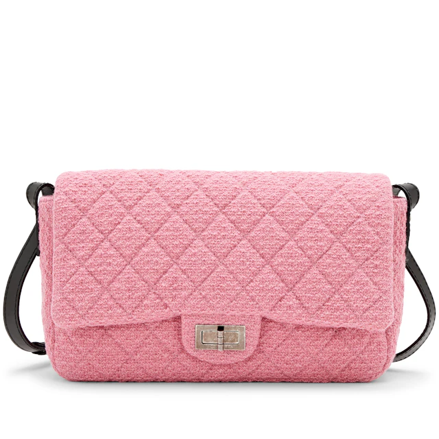 Pink Quilted Tweed Easy Reissue Mademoiselle Messenger Bag Ruthenium
