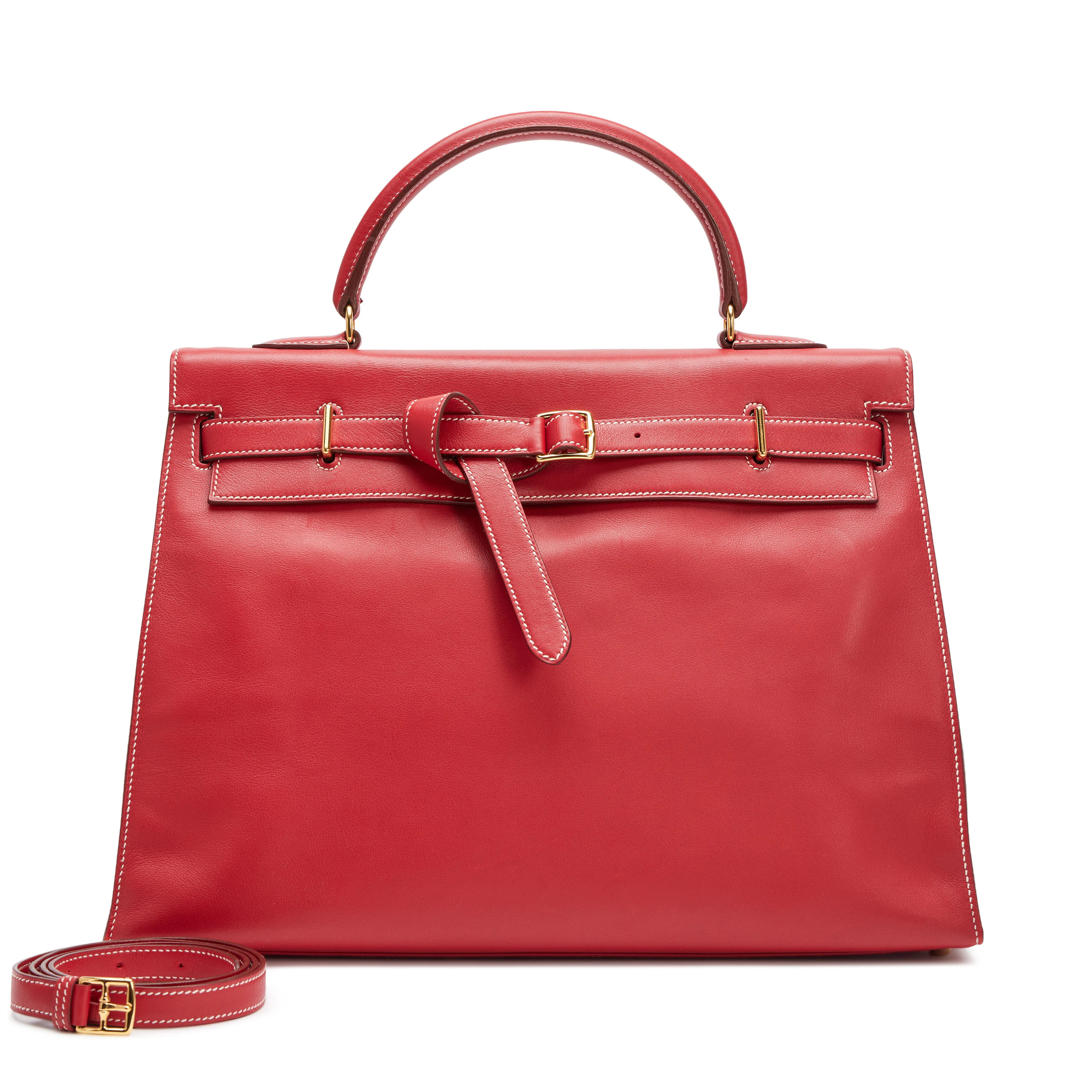 Vermillon Red Swift Kelly Flat 35 Gold Hardware, 2007