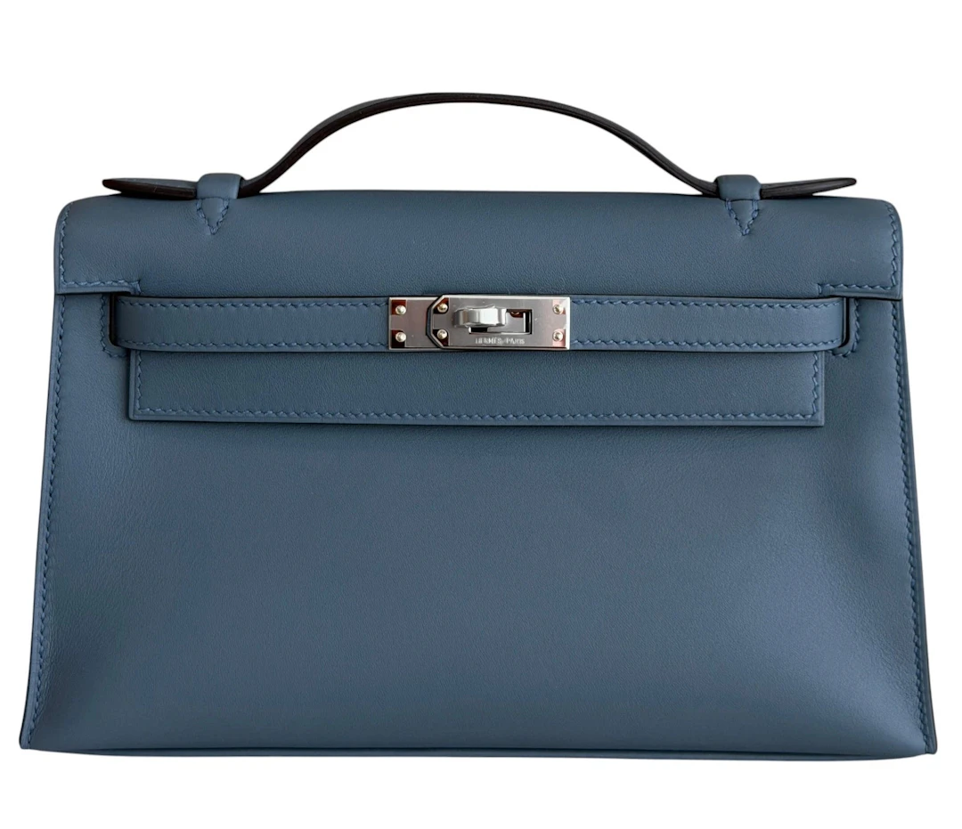Bleu Tempete Swift Kelly Pochette Palladium Hardware, 2026