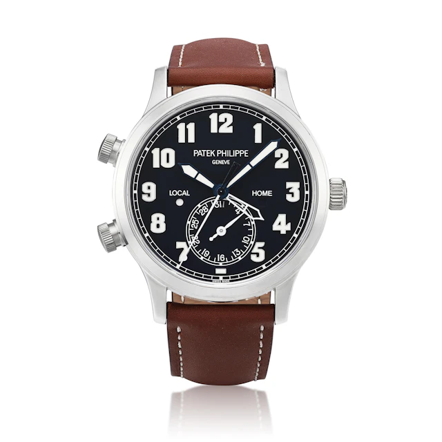 Calatrava Pilot Travel Time (Reference 5524G). A 42mm white gold dual