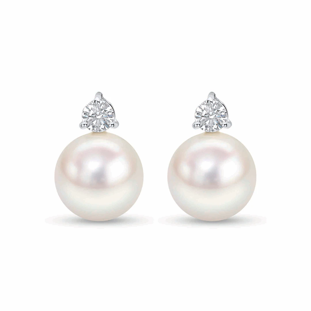 White Gold, South Sea Cultured Pearl Diamond Classic Earrings
