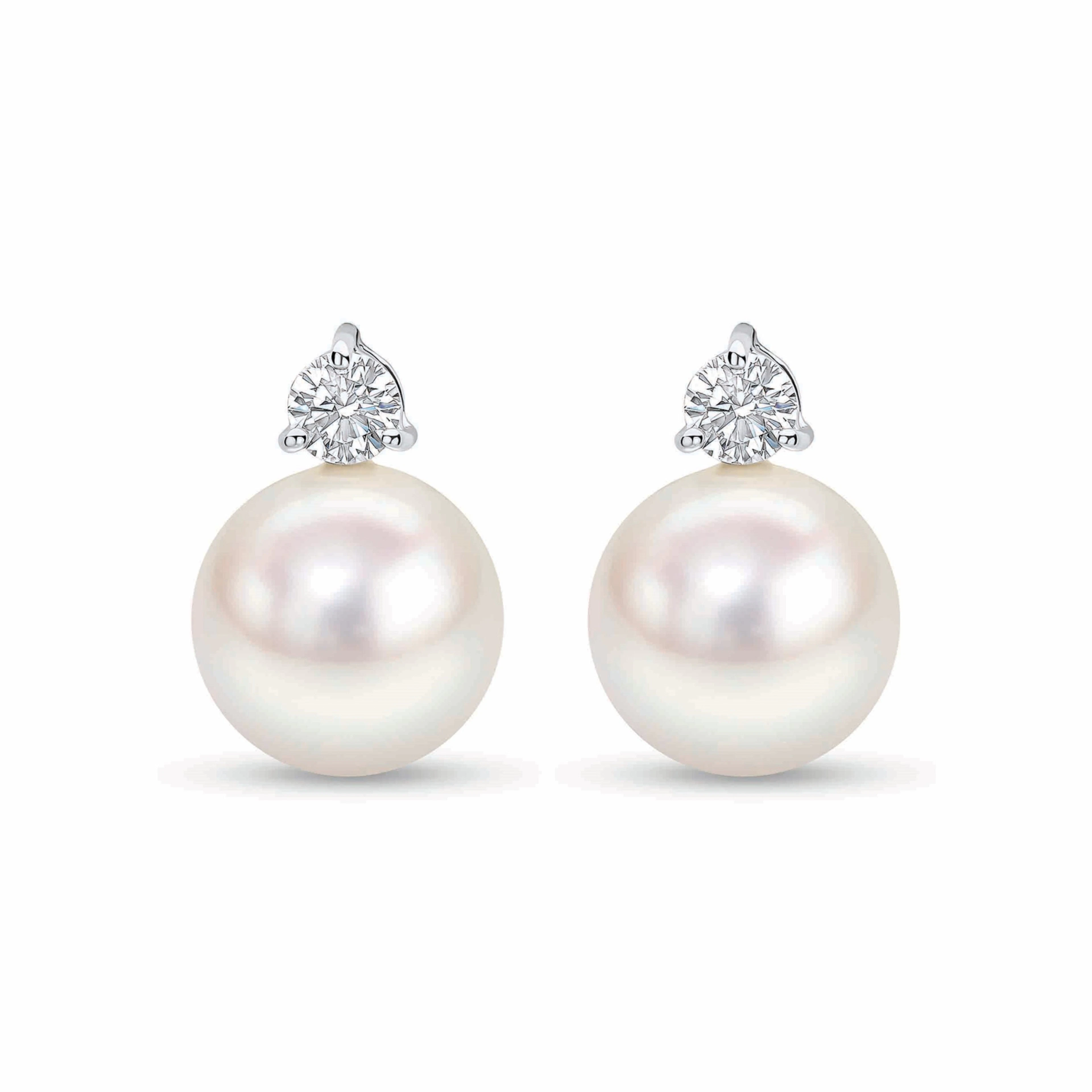 White Gold, South Sea Cultured Pearl Diamond Classic Earrings
