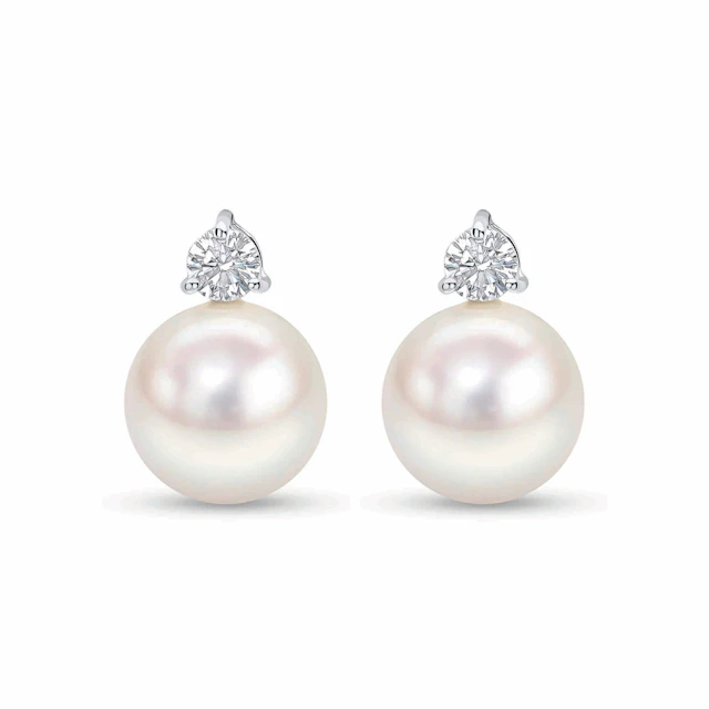 White Gold, South Sea Cultured Pearl Diamond Classic Earrings