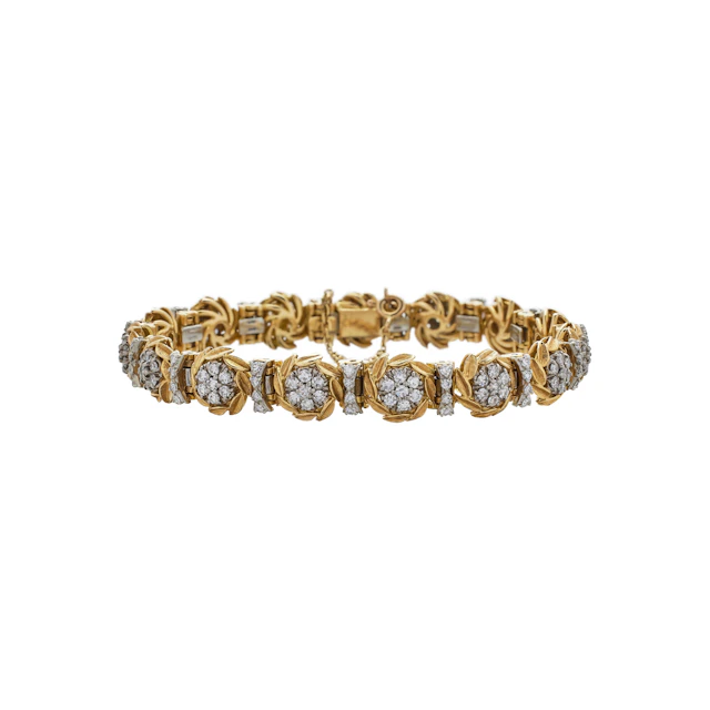 Vintage Gold, White Gold, and Diamond Bracelet