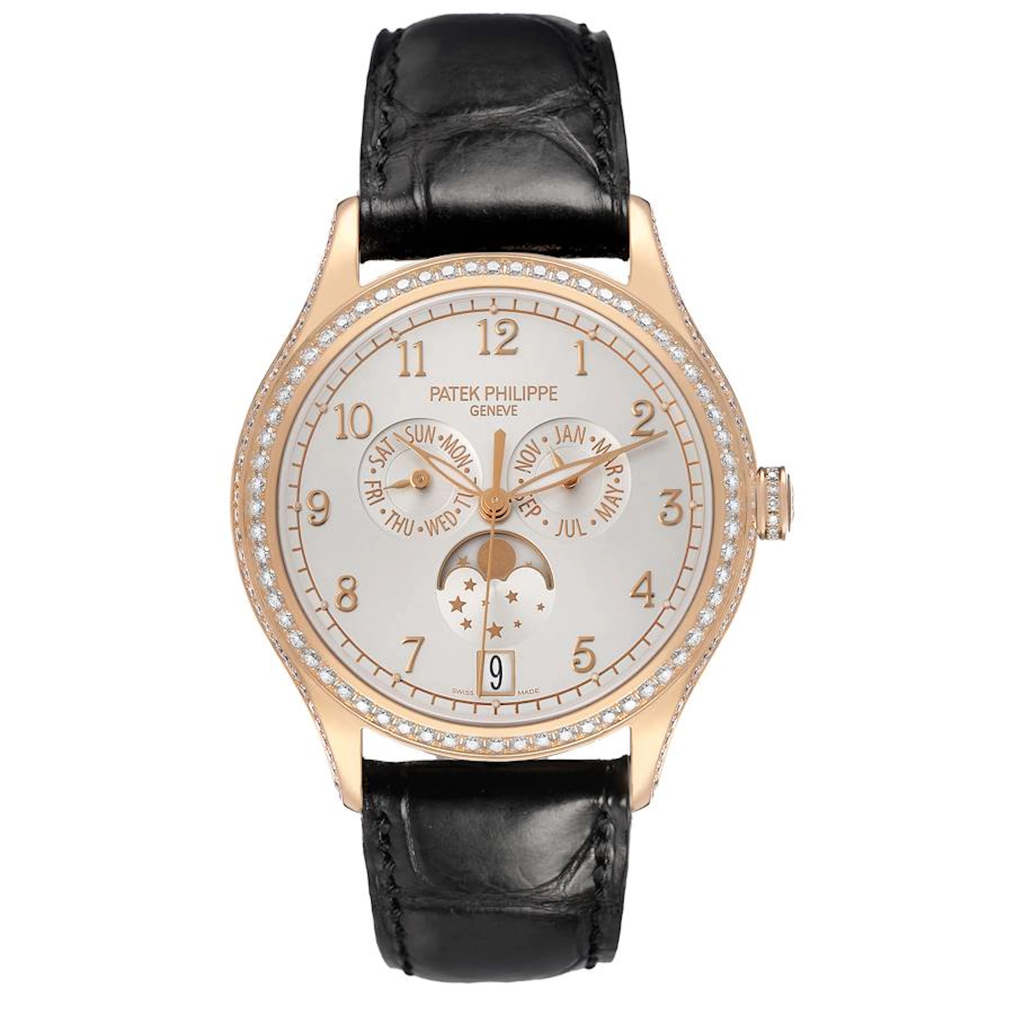 Complications (Reference 4947R-001). A 38mm rose gold diamond-set