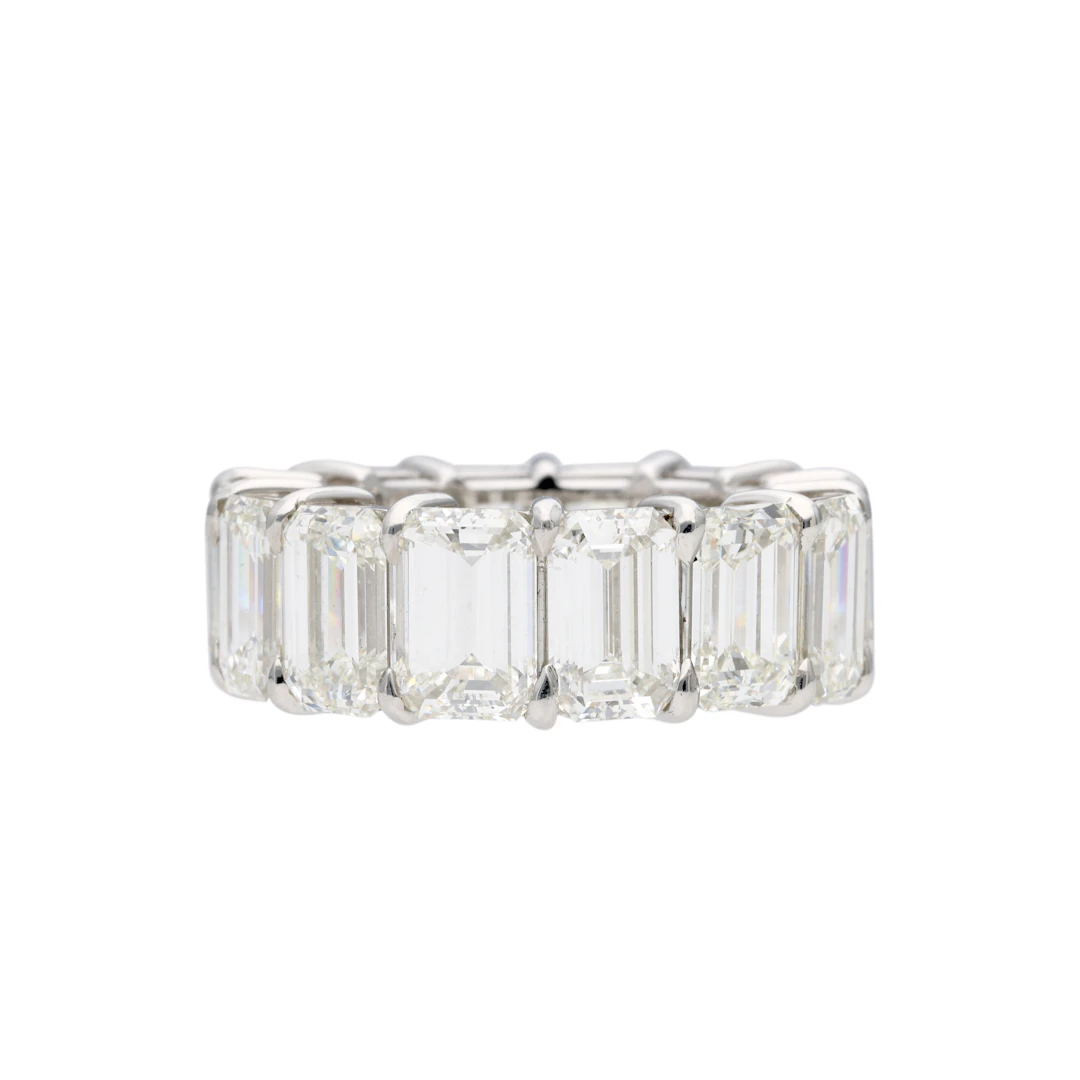 Platinum and 14.55ctw Emerald Cut Diamond Eternity Band Ring