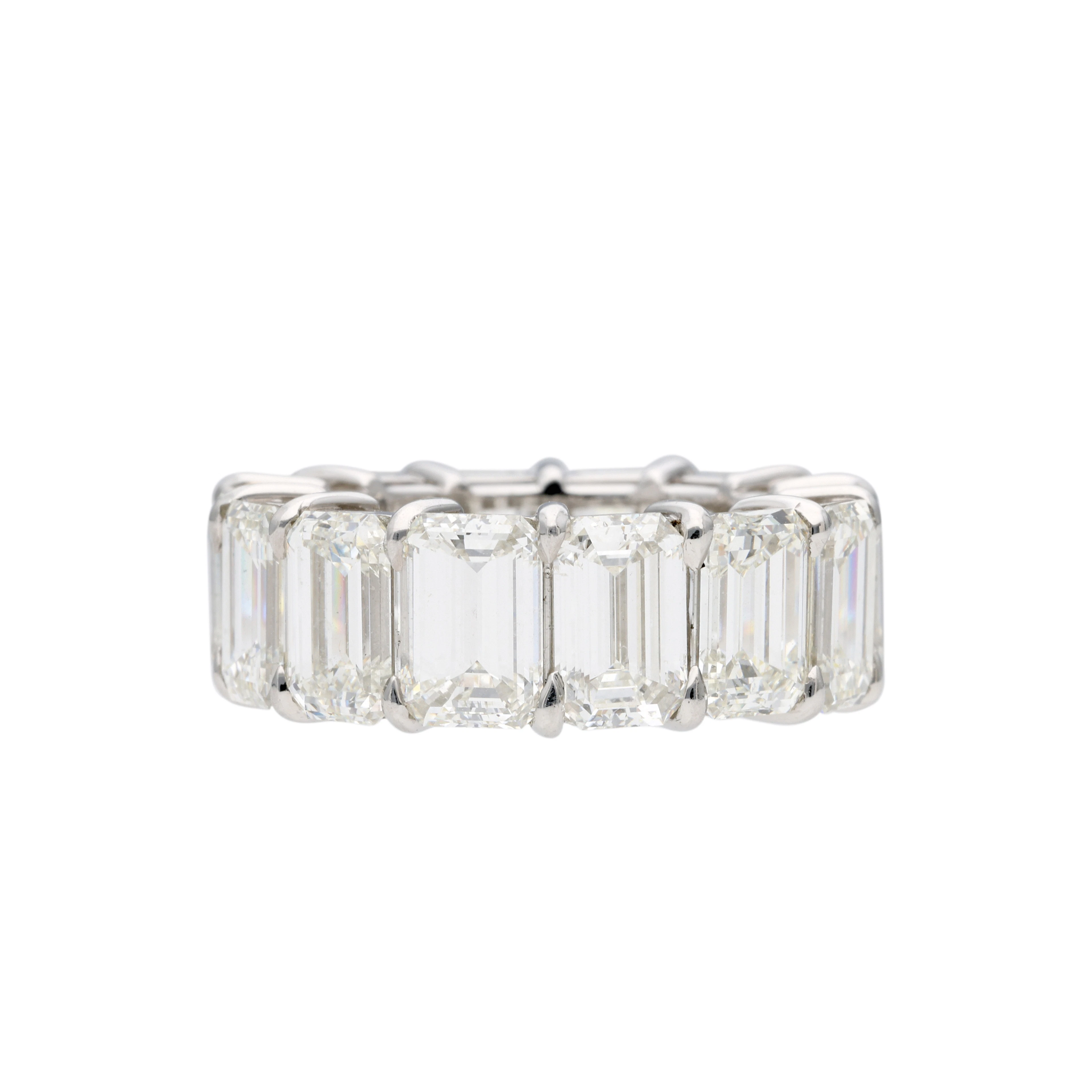 Platinum and 14.55ctw Emerald Cut Diamond Eternity Band Ring