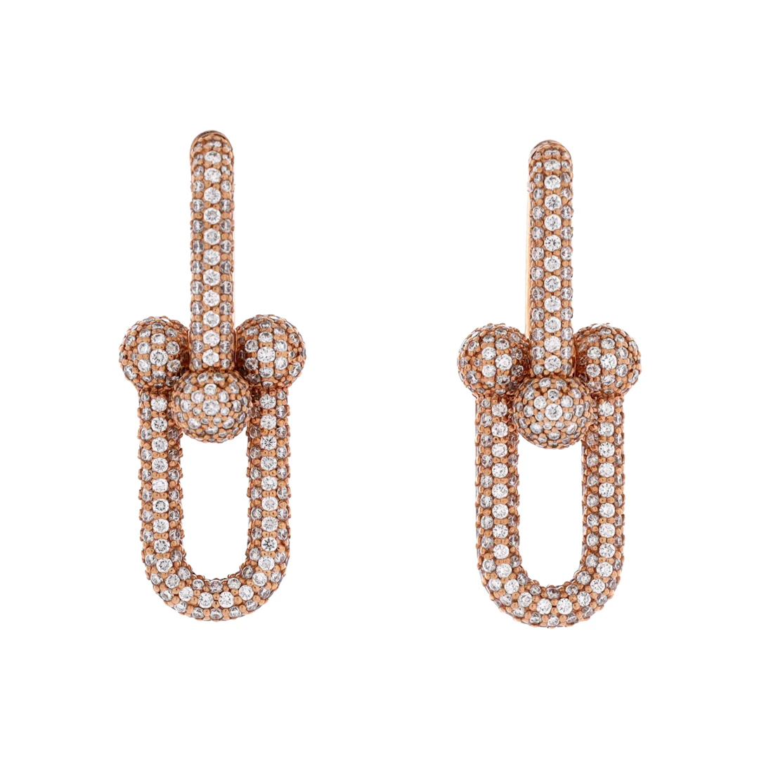 Rose Gold and Diamond Hardwear Link Large Earrings
