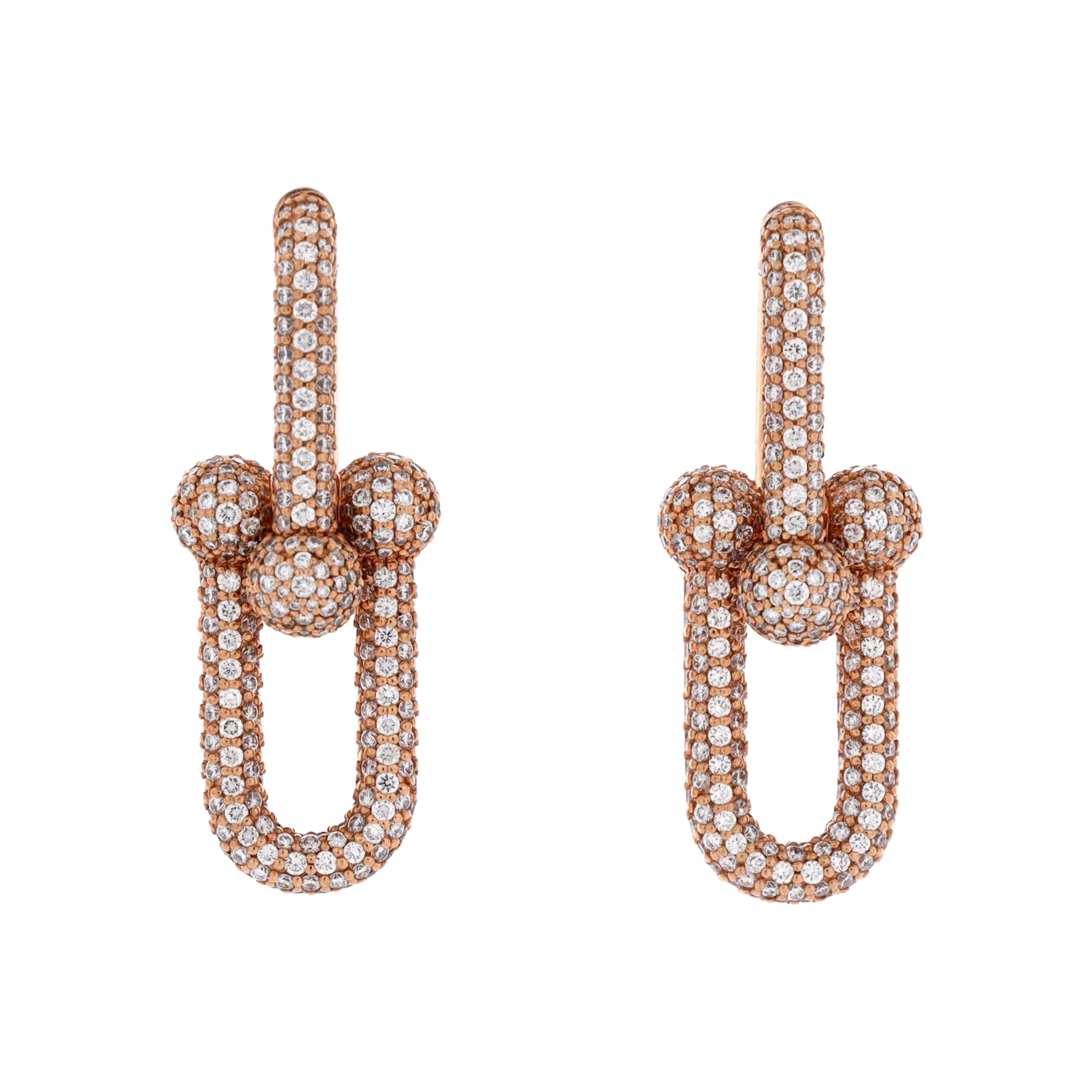 Rose Gold and Diamond Hardwear Link Large Earrings