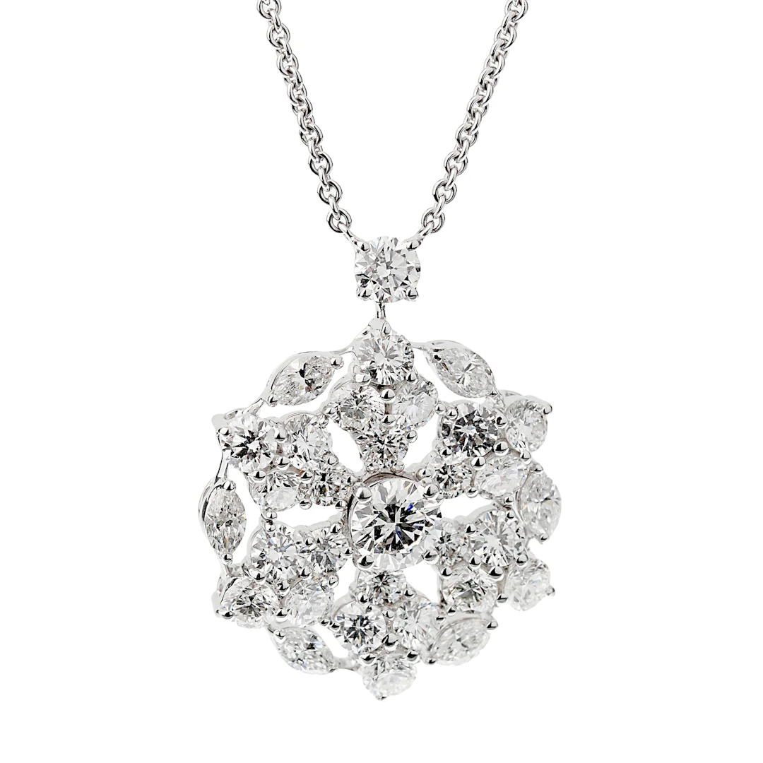 White Gold and Diamond Snowflake Necklace