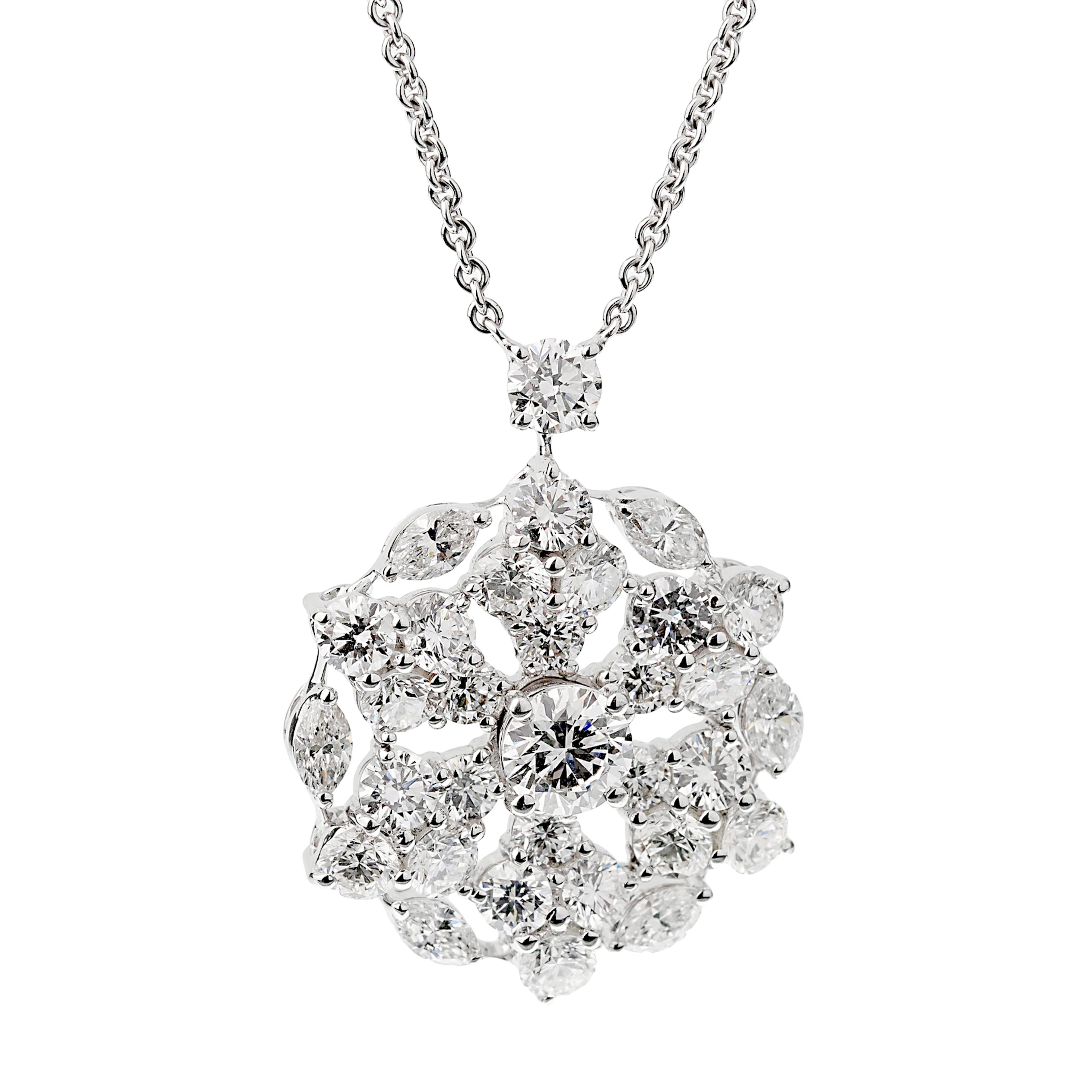 White Gold and Diamond Snowflake Necklace