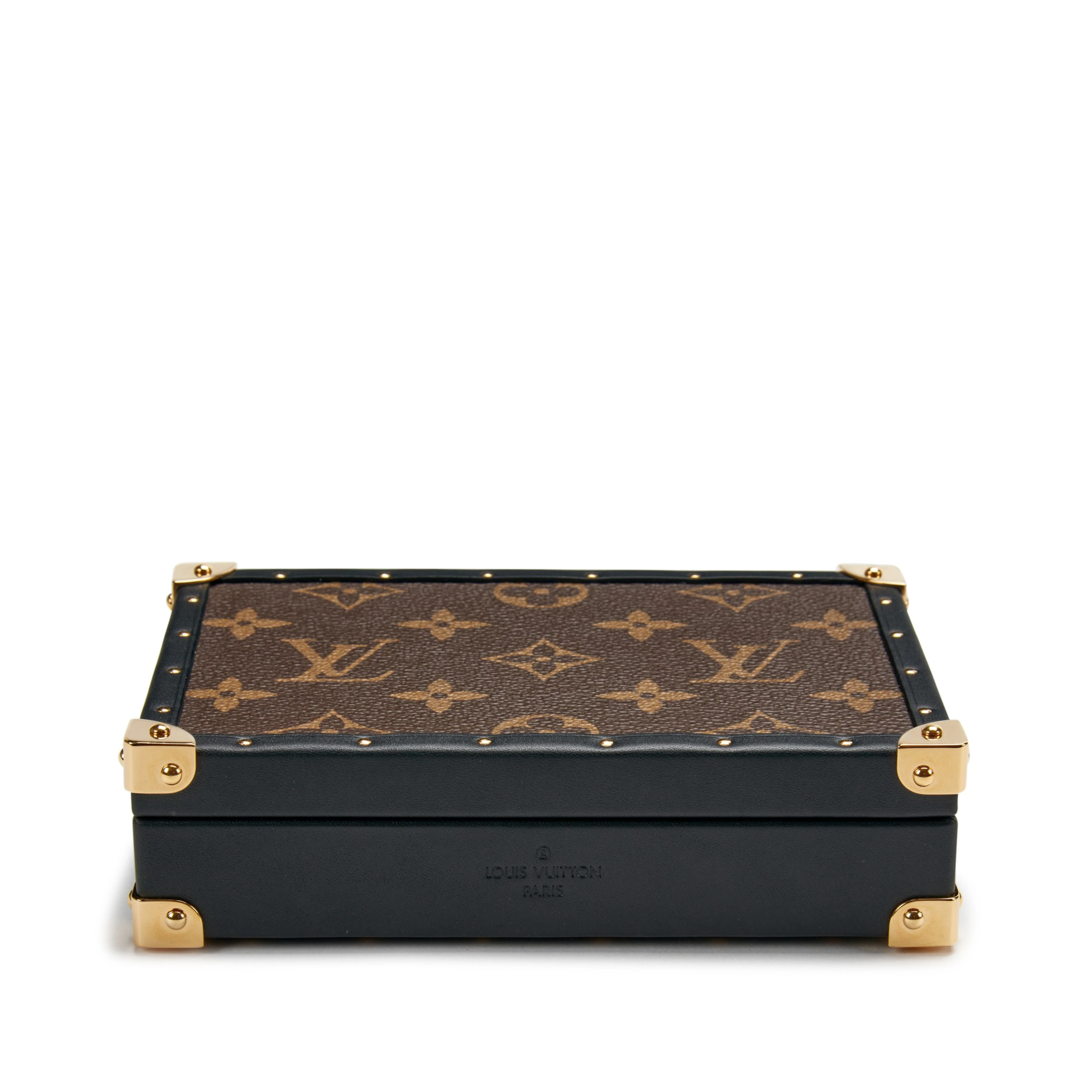 Brown Monogram Coated Canvas Jewelry Box Gold Hardware, 2021