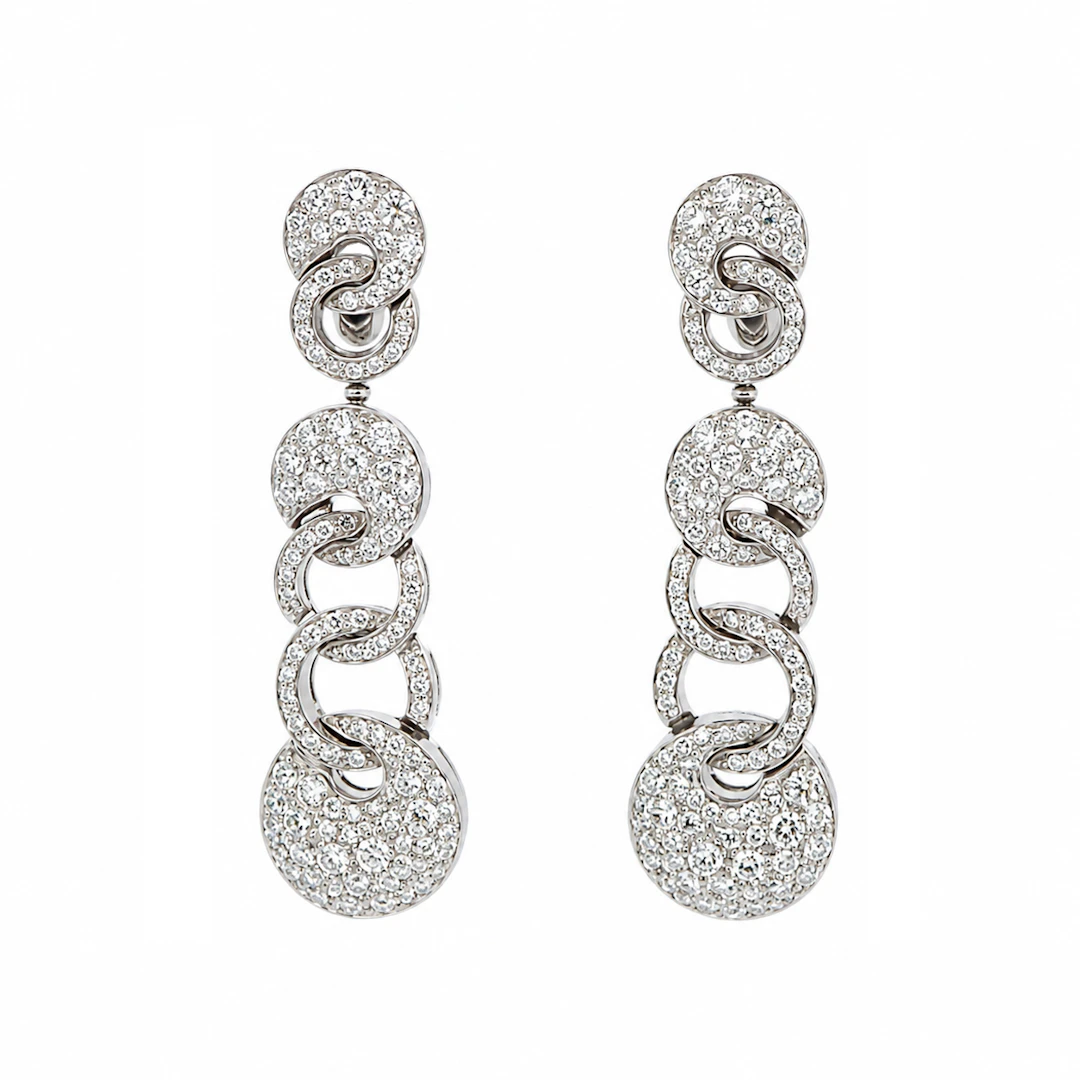 White Gold and Diamond Cerchi Earclips