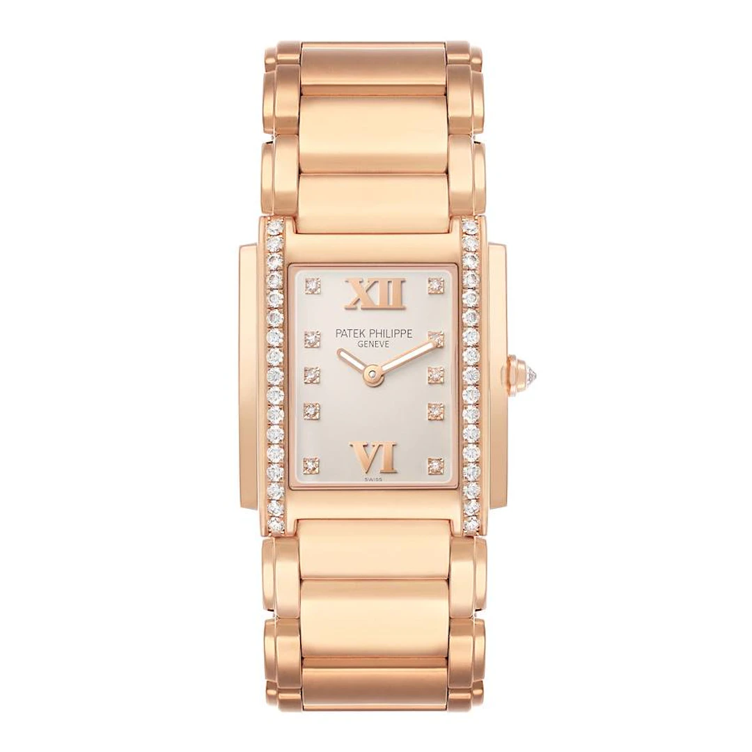 Twenty-4 (Reference 4910/11R-011). A 30mm rose gold diamond-set quartz