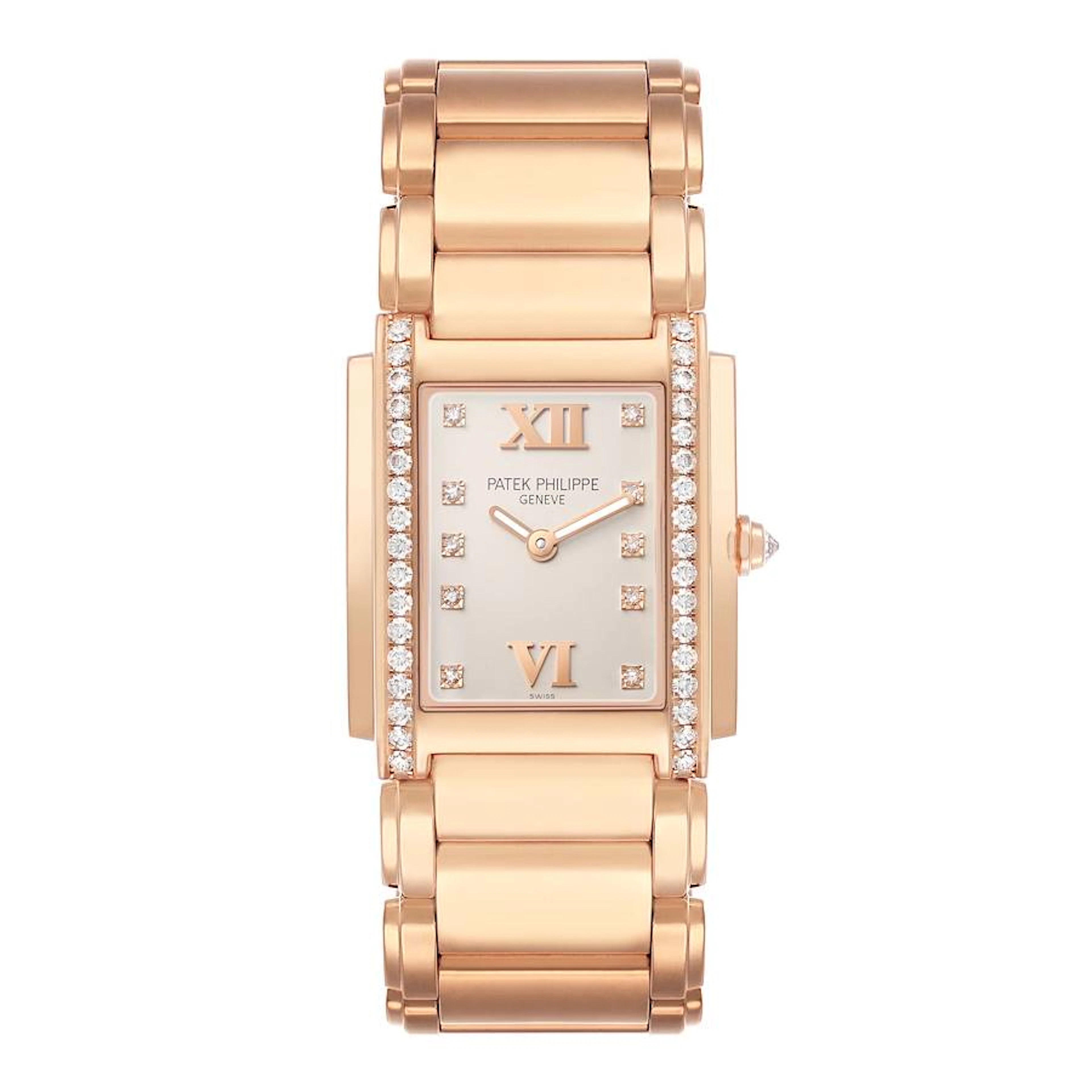 Twenty-4 (Reference 4910/11R-011). A 30mm rose gold diamond-set quartz