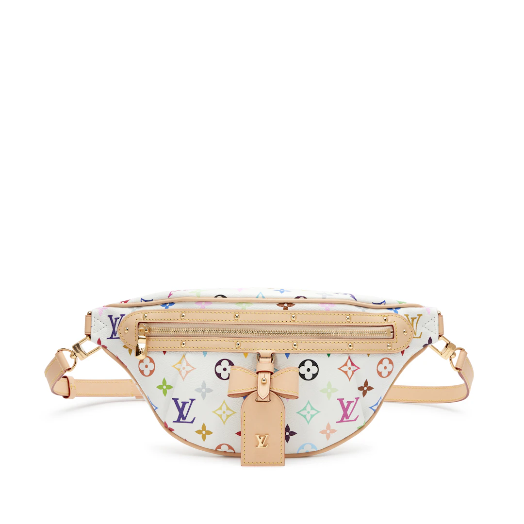 Takashi Murakami White Multicolor High Rise Bum Bag Gold Hardware, 2025