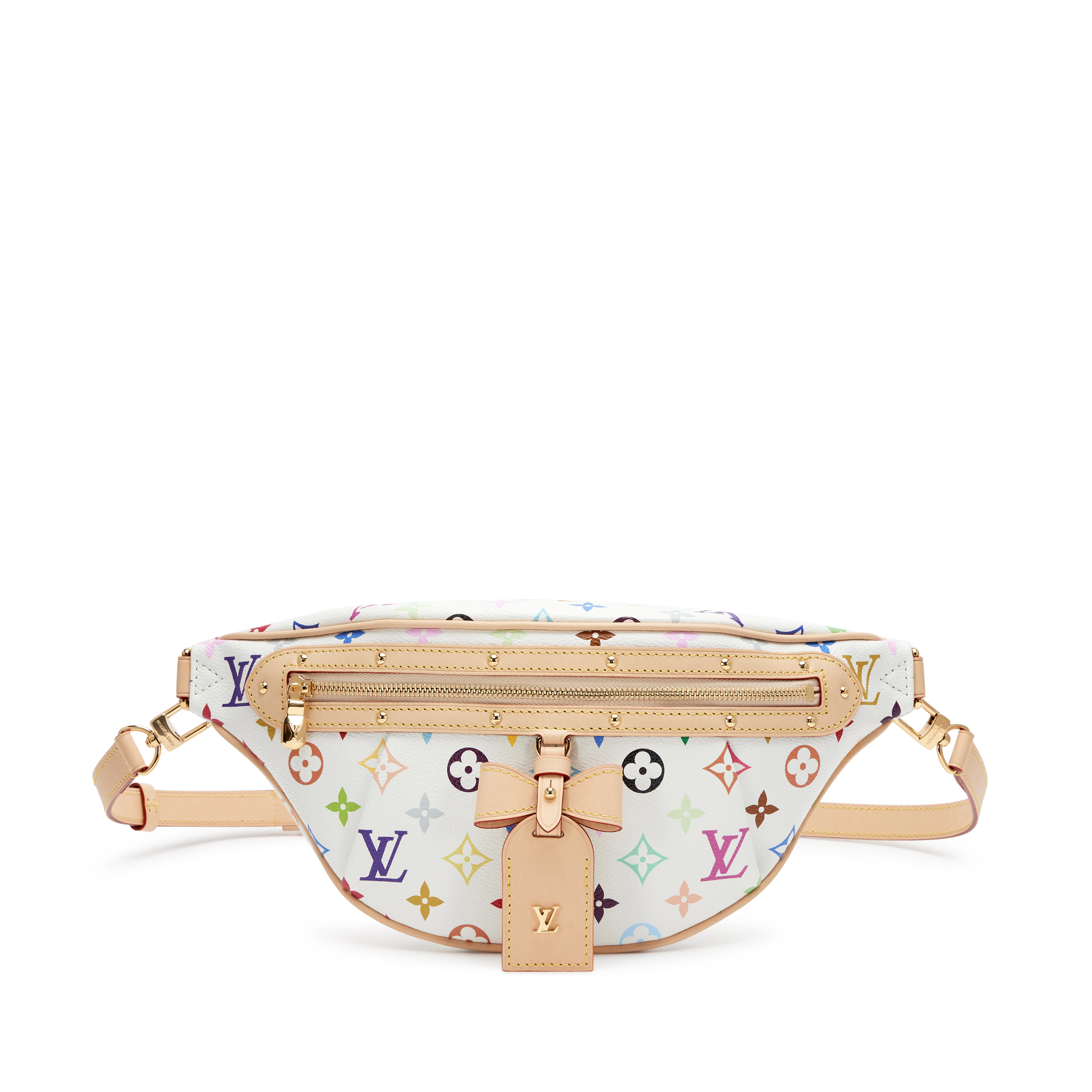Takashi Murakami White Multicolor High Rise Bum Bag Gold Hardware, 2025