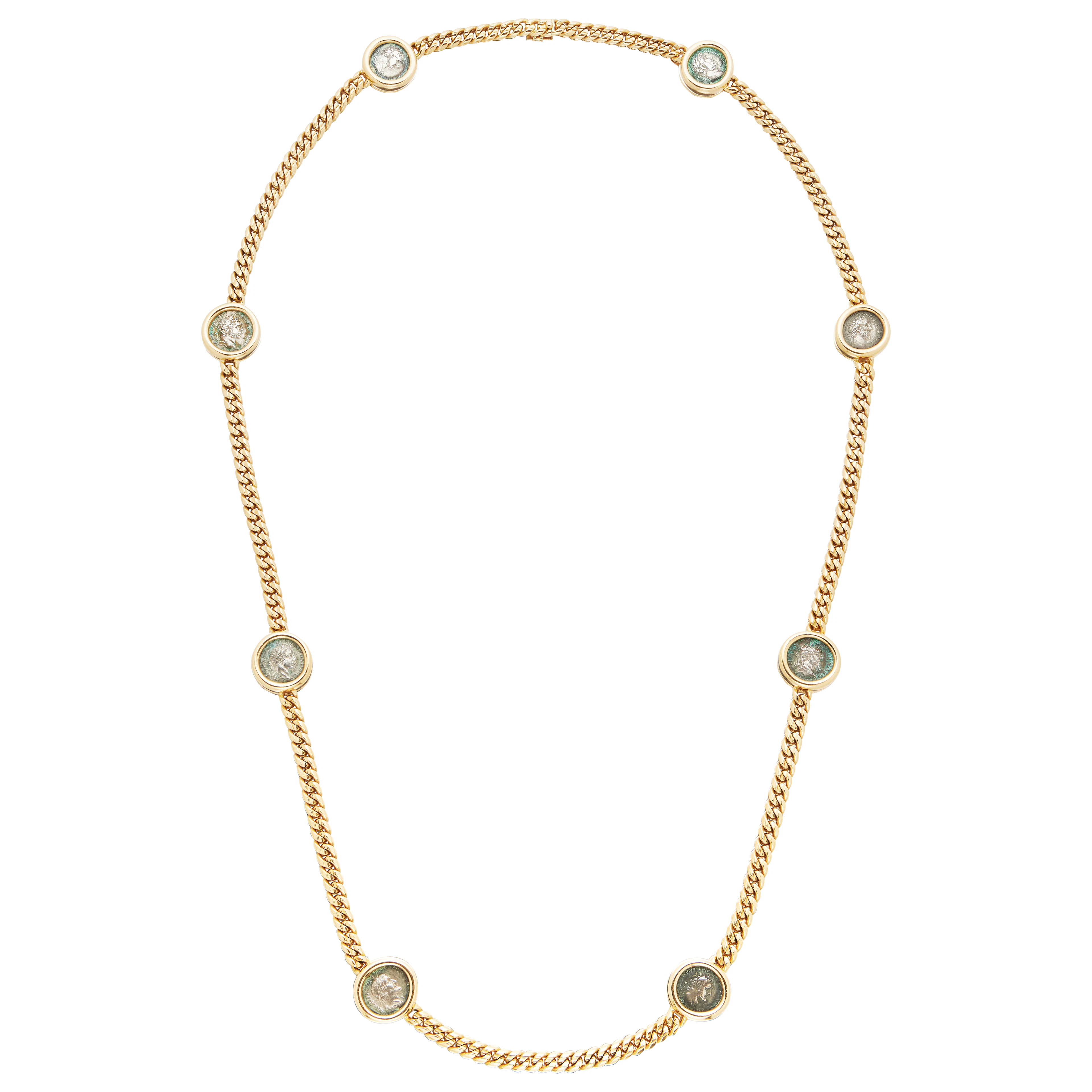 Vintage Gold and 8 Ancient Coin Monete Necklace
