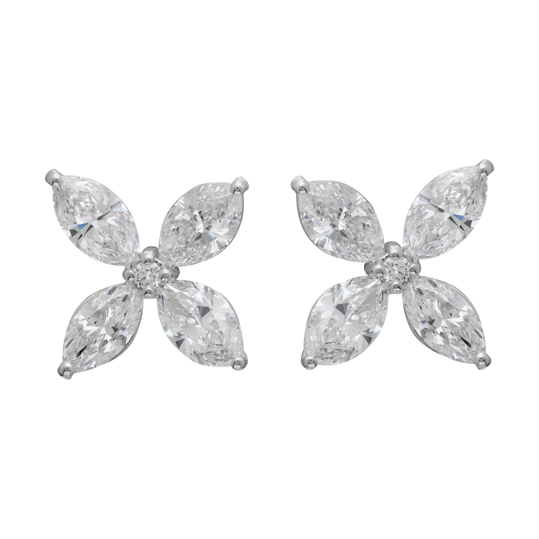 Platinum and 6.91ctw Diamond Floral Stud Earrings