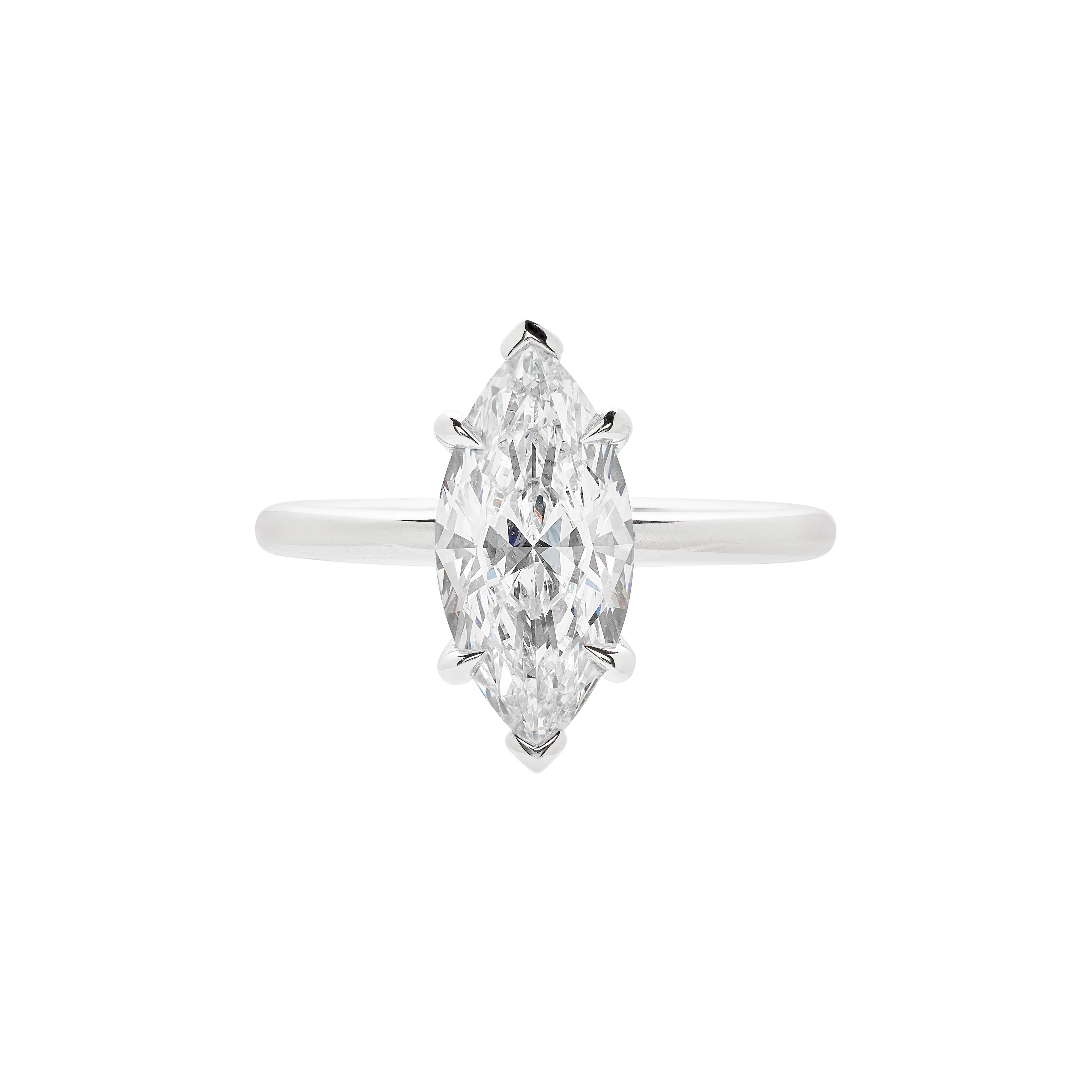 Platinum and 2.00ct Marquise Cut Diamond Engagement Ring