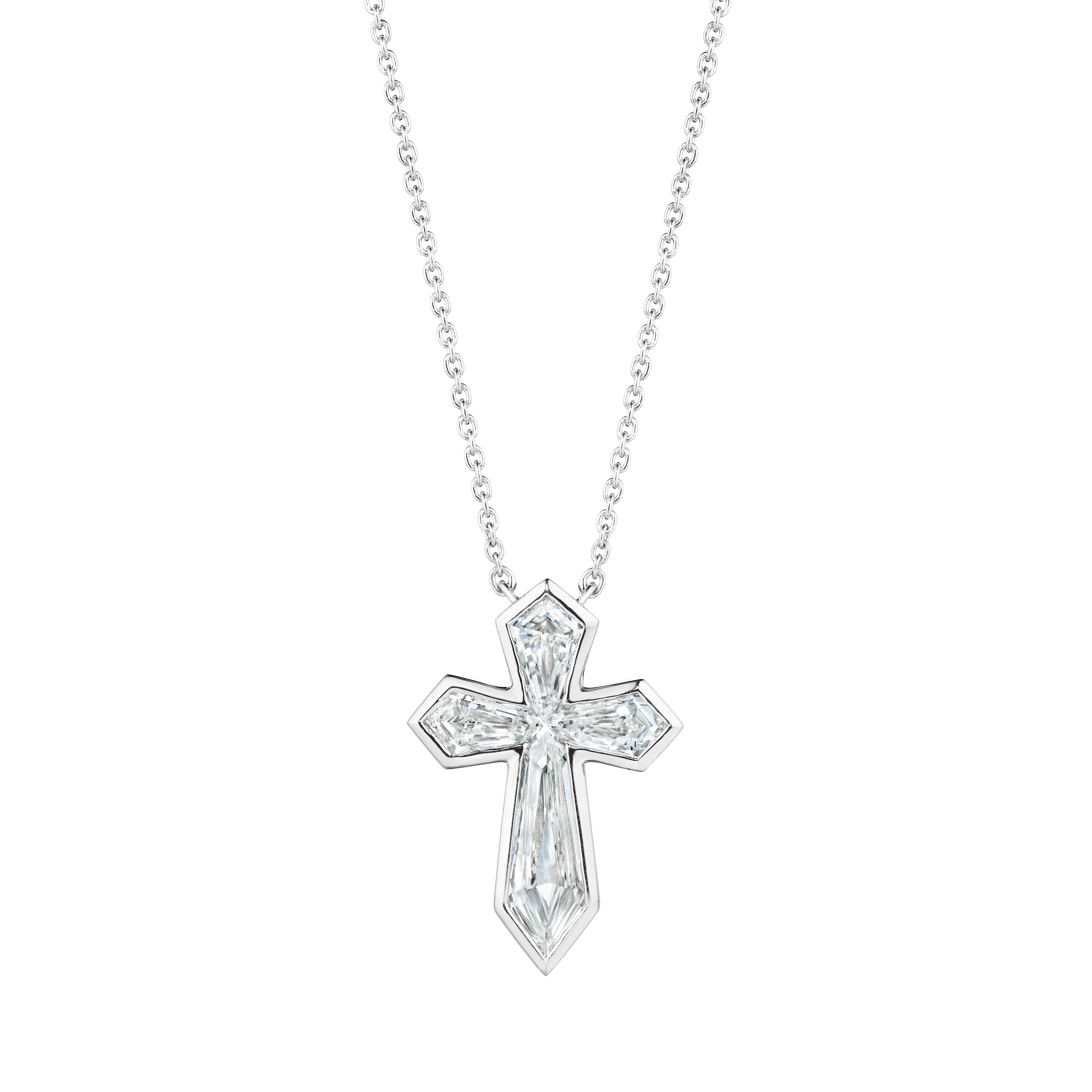 Platinum and Diamond Cross Pendant Necklace