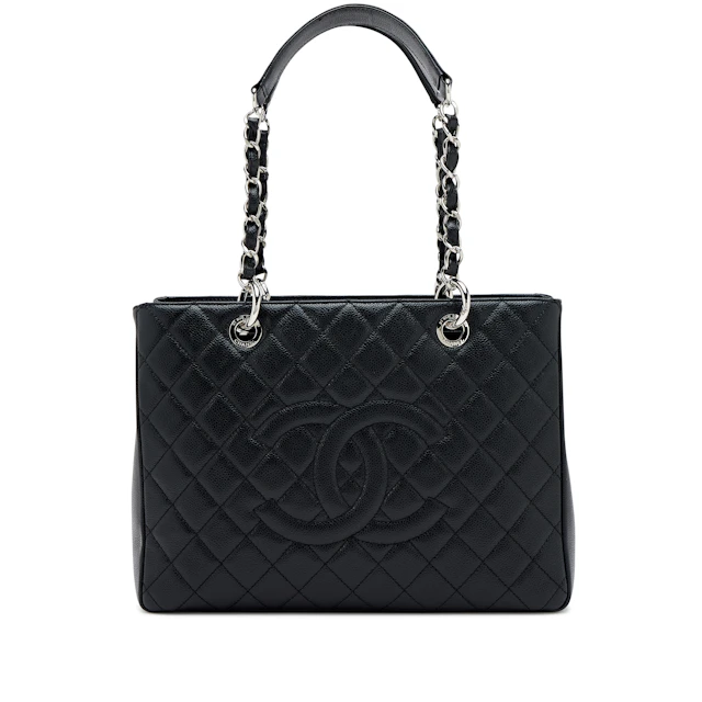 Black Quilted Caviar Timeless Grand Shopping Tote Silver Hardware, 2013-2014