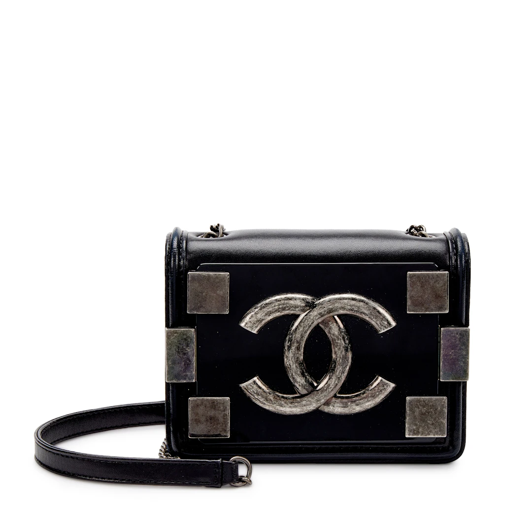 Black Quilted Lambskin and Plexiglass Boy Brick Flap Ruthenium Hardware, 2013