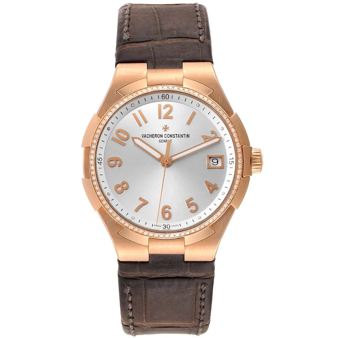 Overseas (Reference 47560/000R-9672). A 36mm rose gold diamond-set