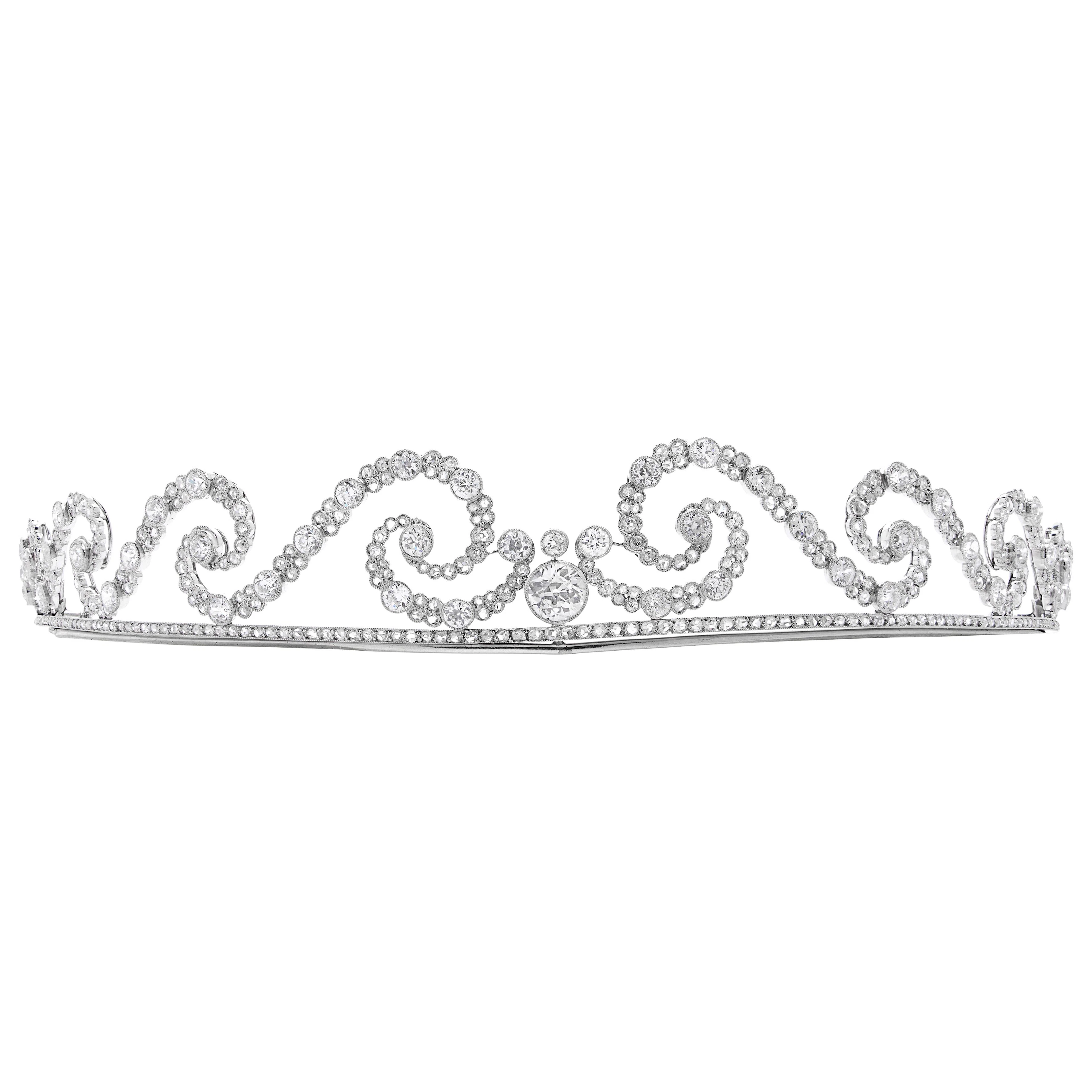 Art Deco Platinum, White Gold and Diamond Tiara