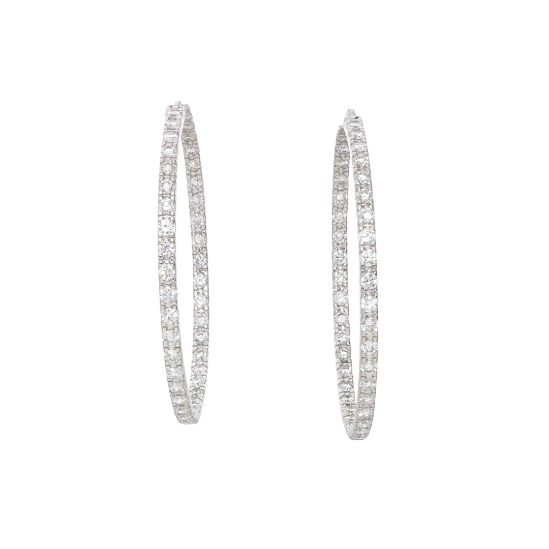 White Gold and 4.05ct Diamond Hoop Earrings