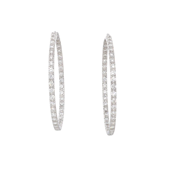 White Gold and 4.05ct Diamond Hoop Earrings