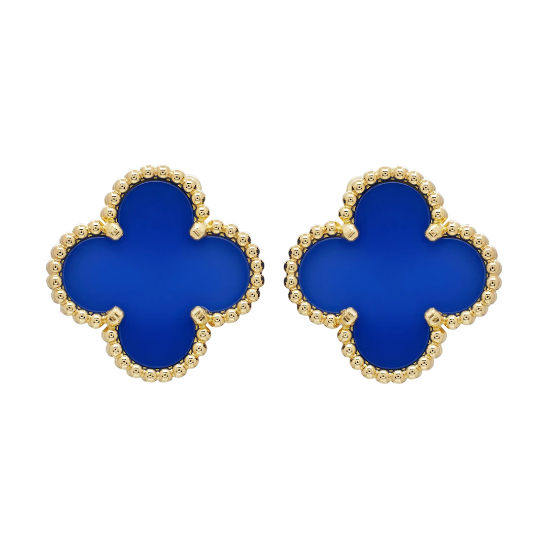 Gold and Agate Vintage Alhambra Earclips