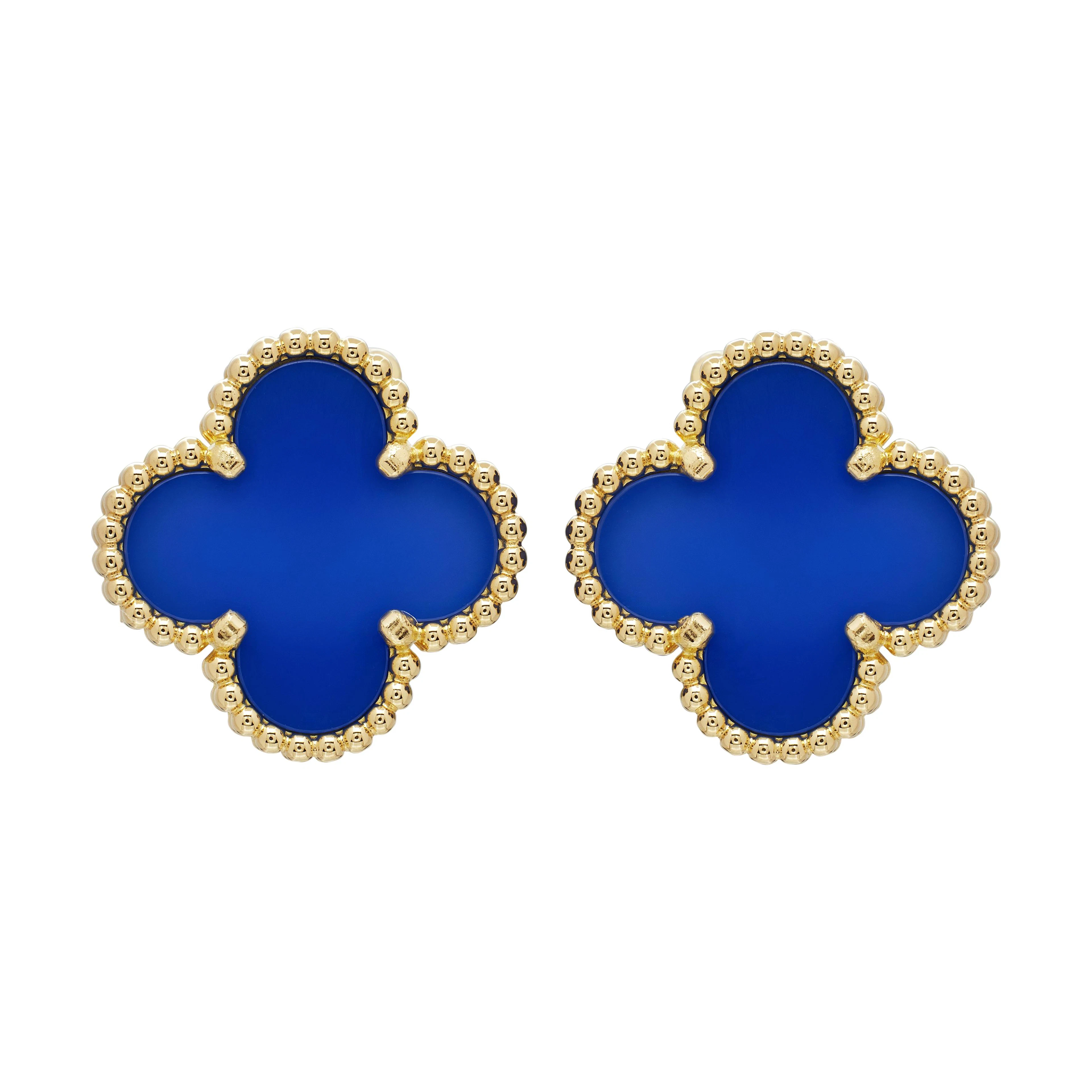 Gold and Agate Vintage Alhambra Earclips