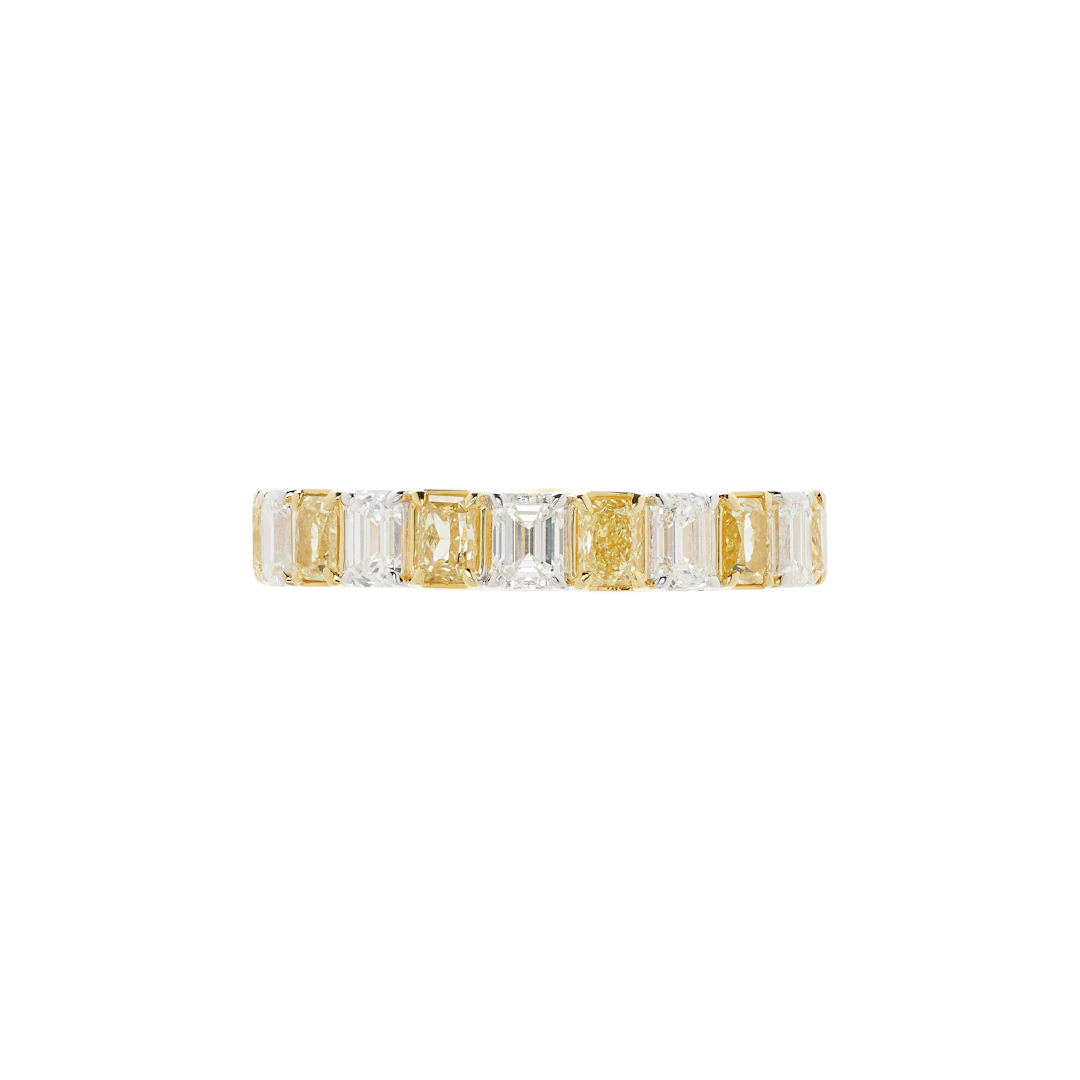 Gold, White Gold, 2.05ctw Yellow Diamond and 2.15ctw Diamond Eternity Band Ring