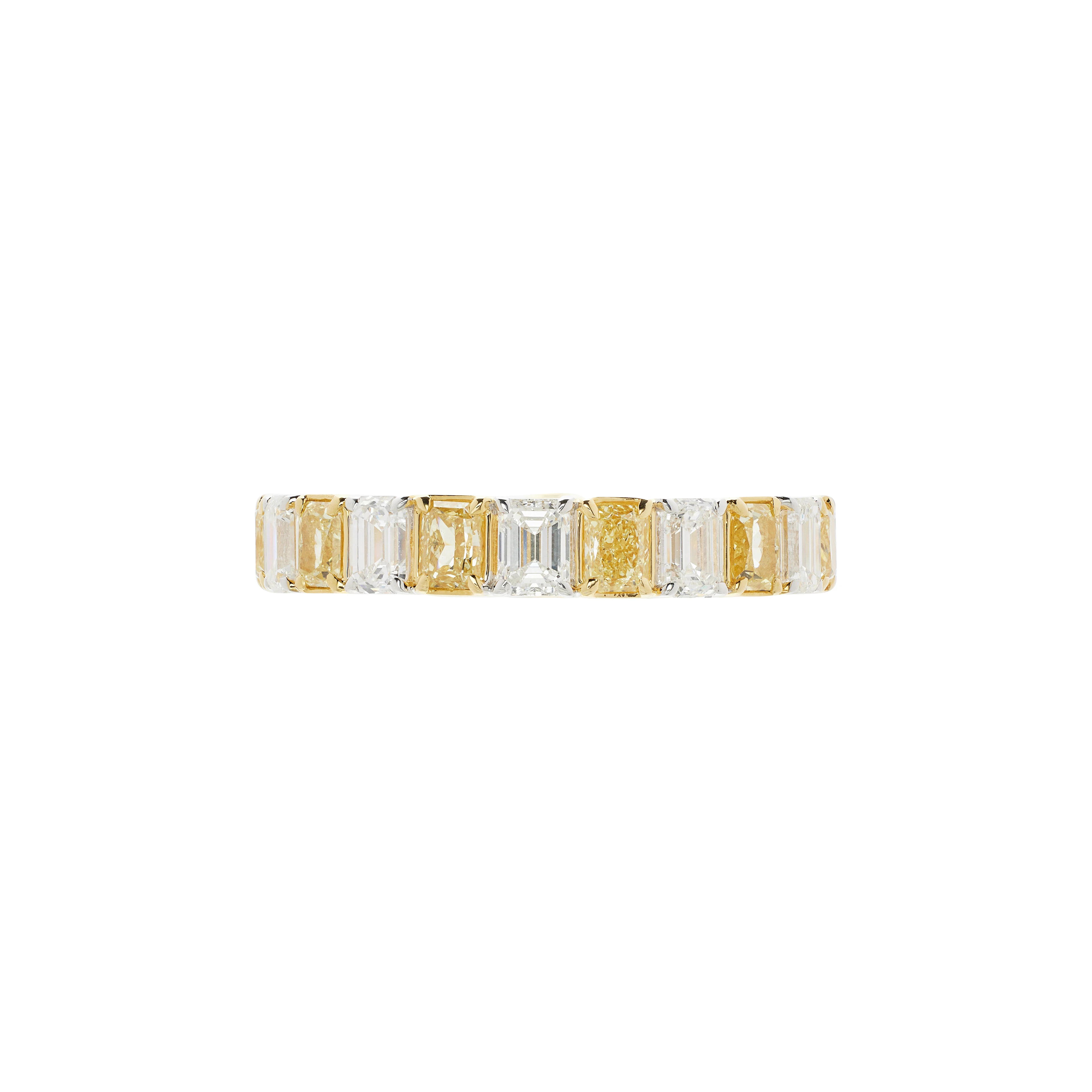 Gold, White Gold, 2.05ctw Yellow Diamond and 2.15ctw Diamond Eternity Band Ring