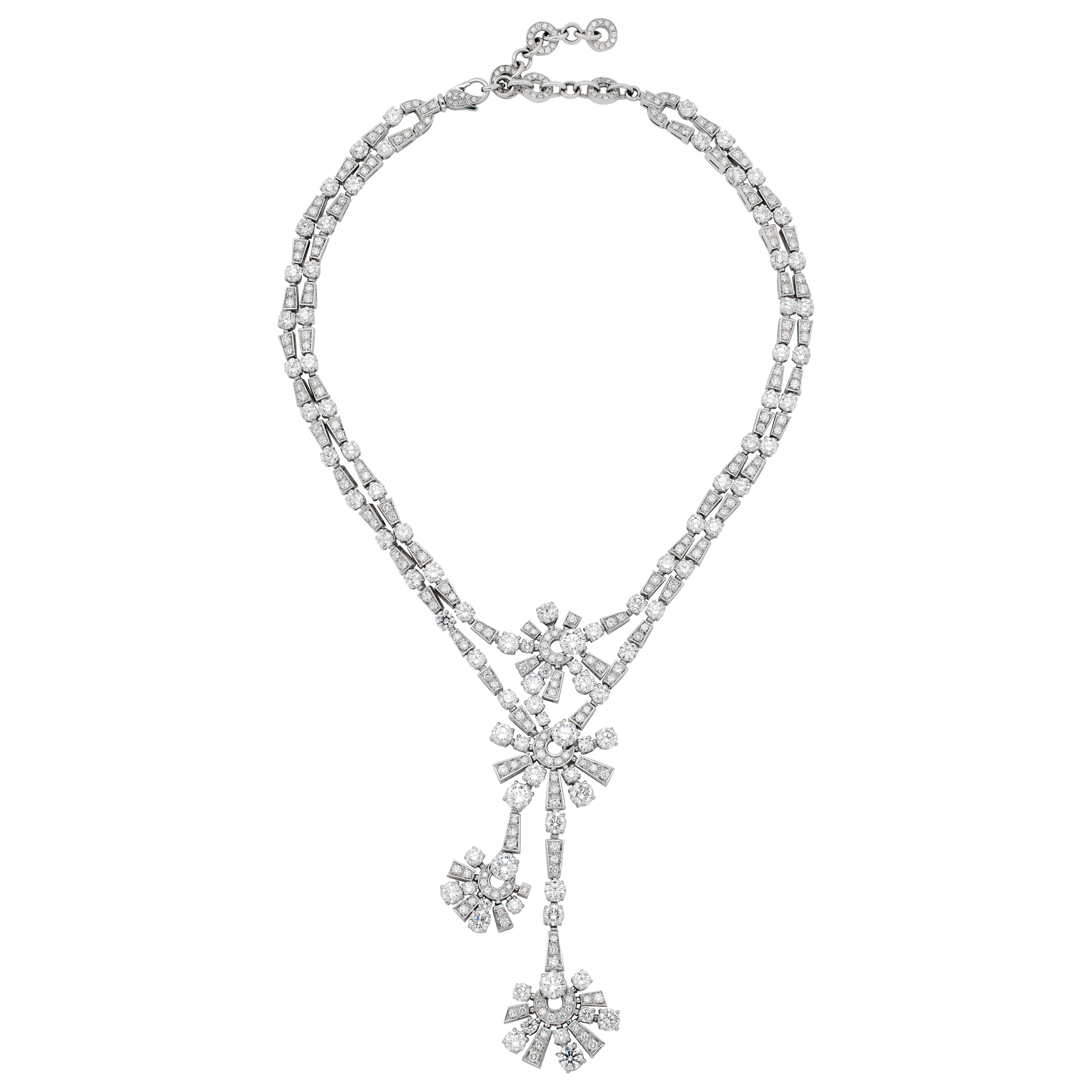 White Gold and Diamond Lariat Necklace