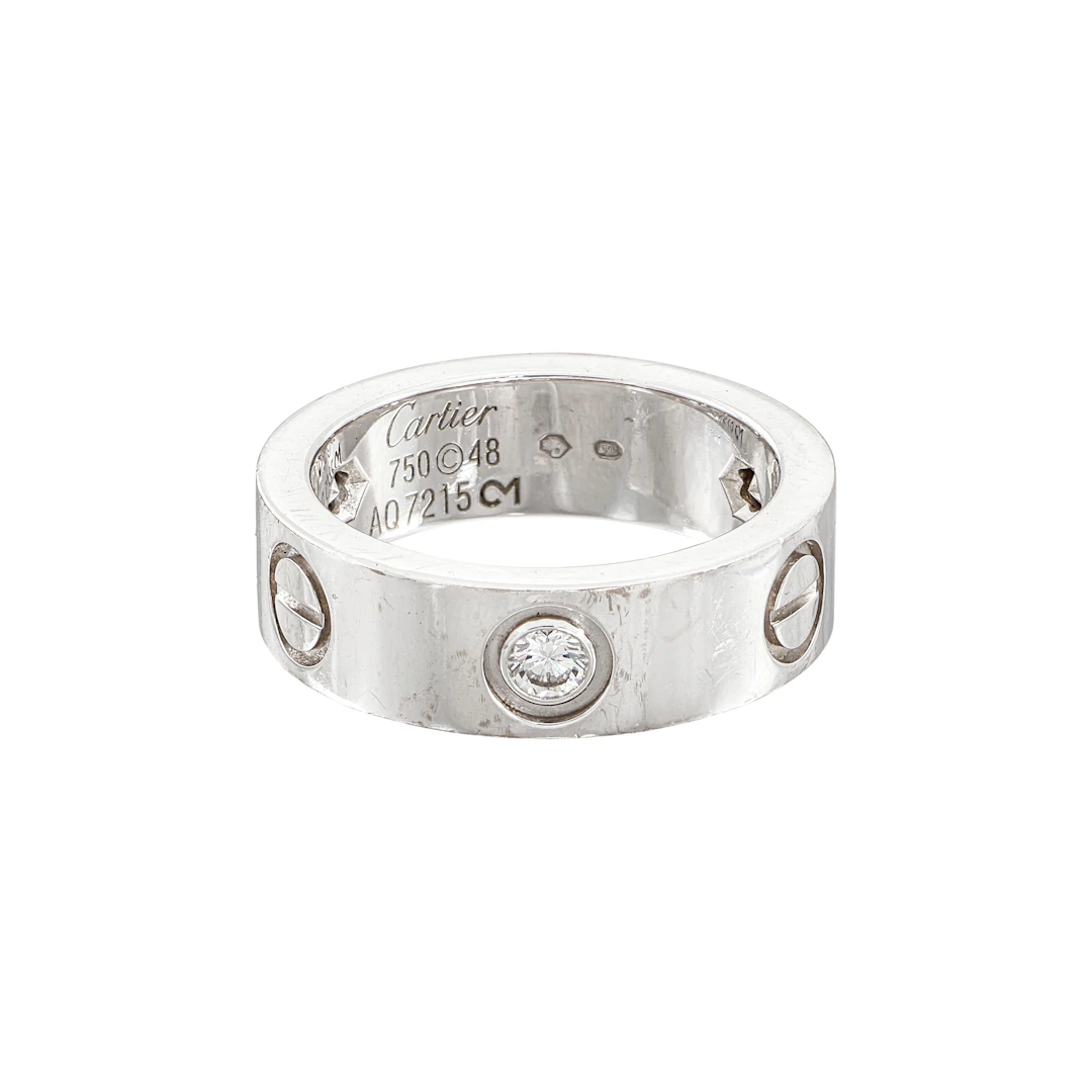White Gold and 3 Diamond Classic Model Love Band Ring