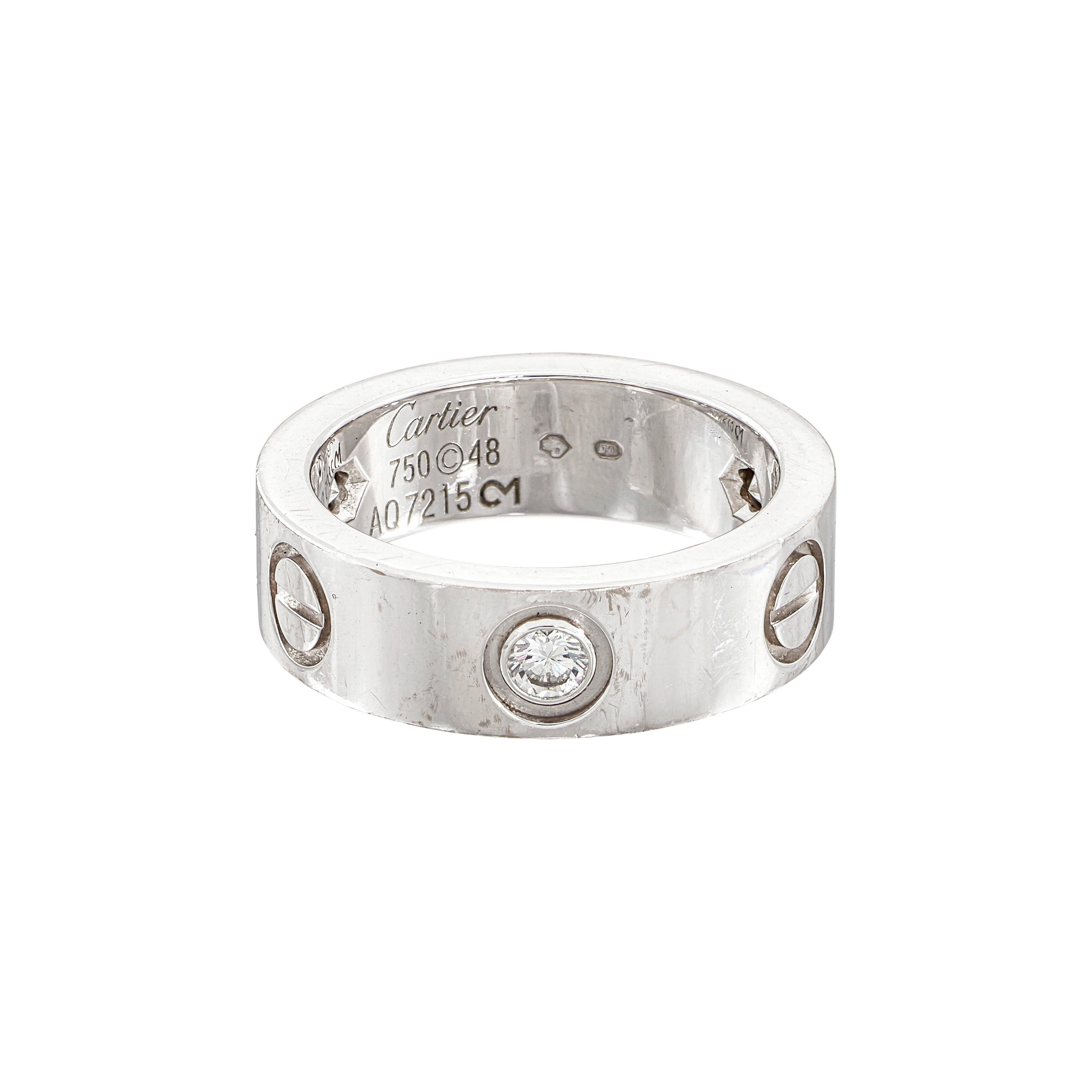 White Gold and 3 Diamond Classic Model Love Band Ring
