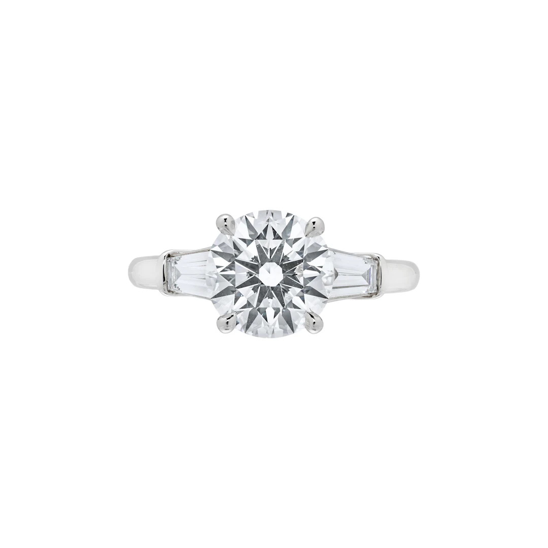 Platinum, 2.04ct Round Brilliant Cut Diamond and Diamond Engagement Ring