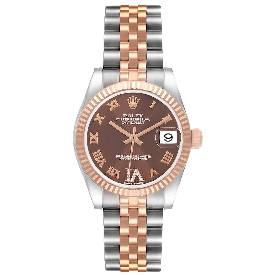 Datejust (Reference 178271). A 31mm rose gold stainless steel diamond-set
