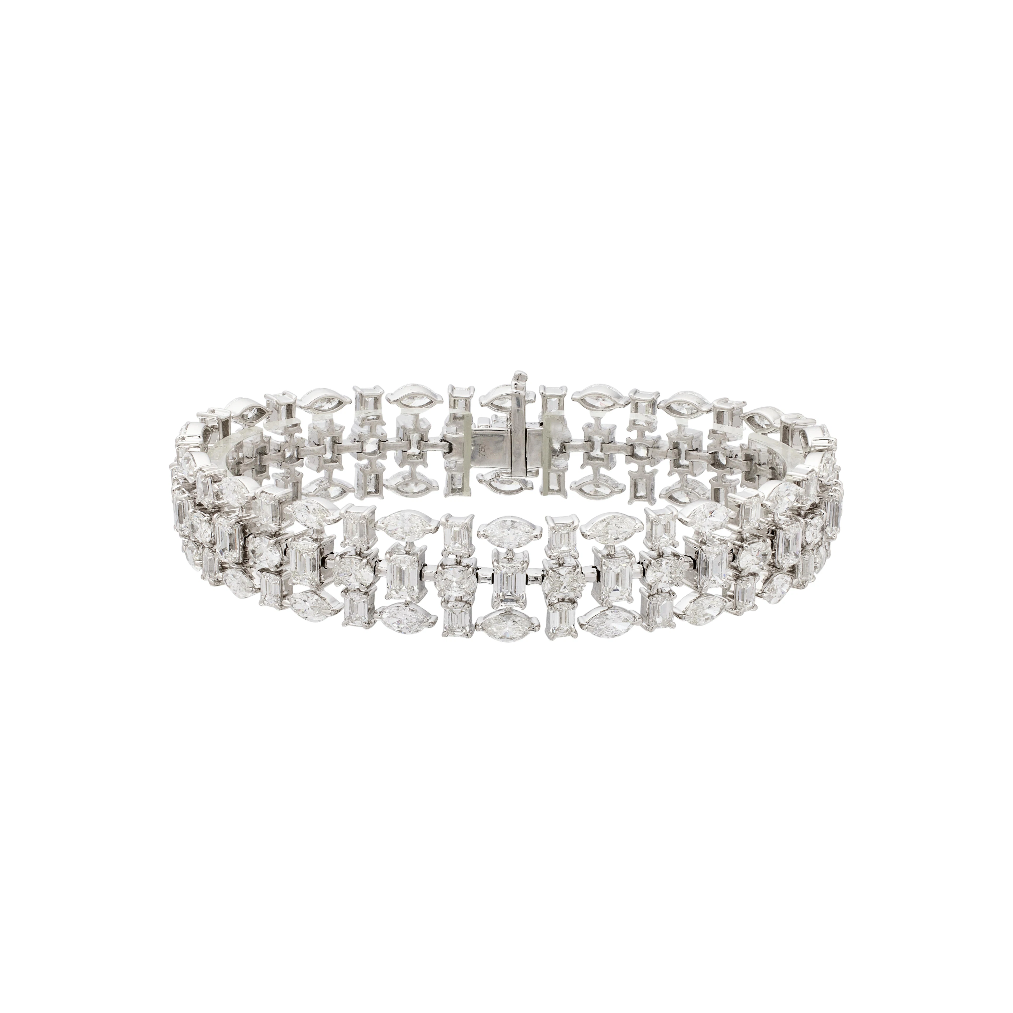 White Gold and 20.60ctw Fancy Cut Diamond Bracelet