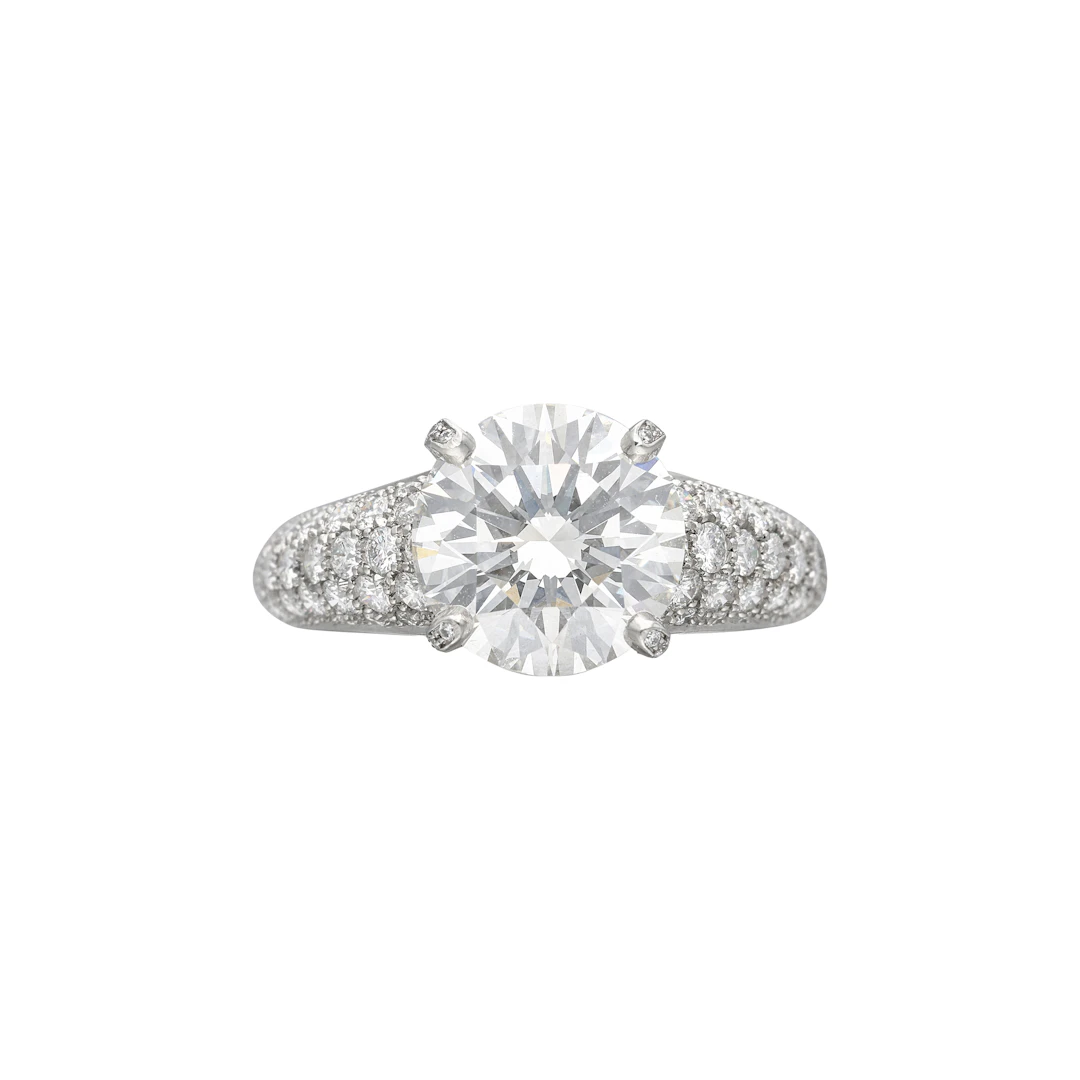 Platinum and 3.41ct Round Brilliant Cut Diamond Engagement Ring
